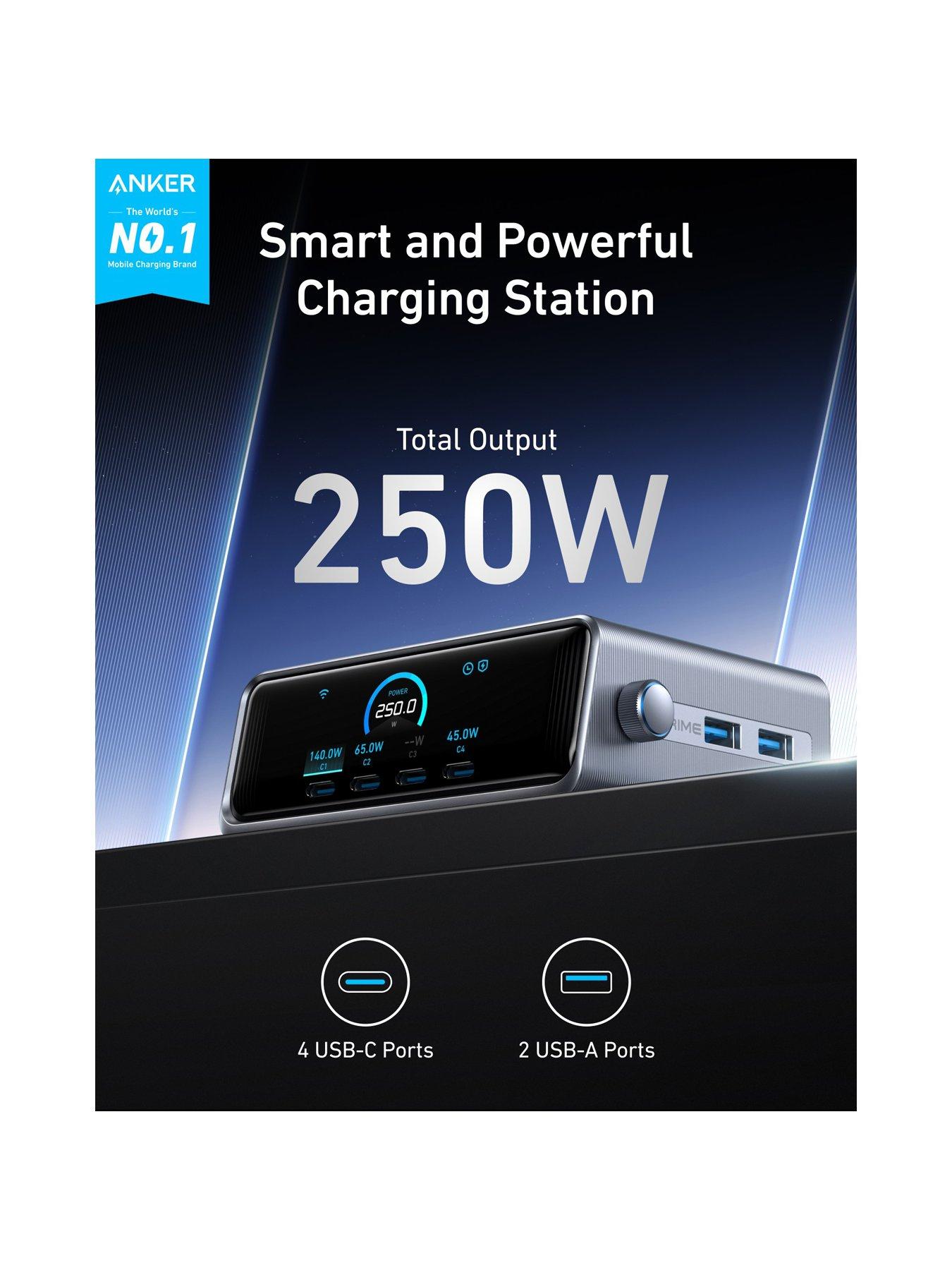 Image 3 of 7 of Anker Prime, USB-C 6-Port GaN Charging Station, 250W Super Fast Charging, Silver