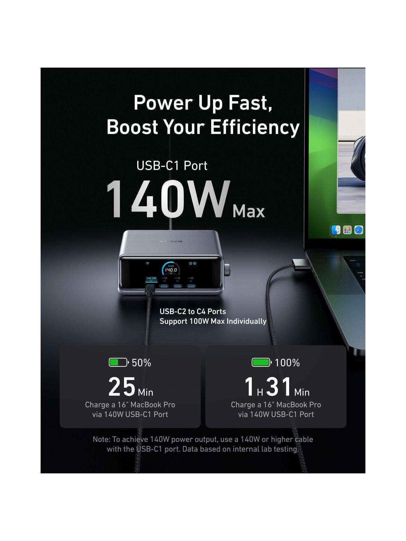 Image 4 of 7 of Anker Prime, USB-C 6-Port GaN Charging Station, 250W Super Fast Charging, Silver