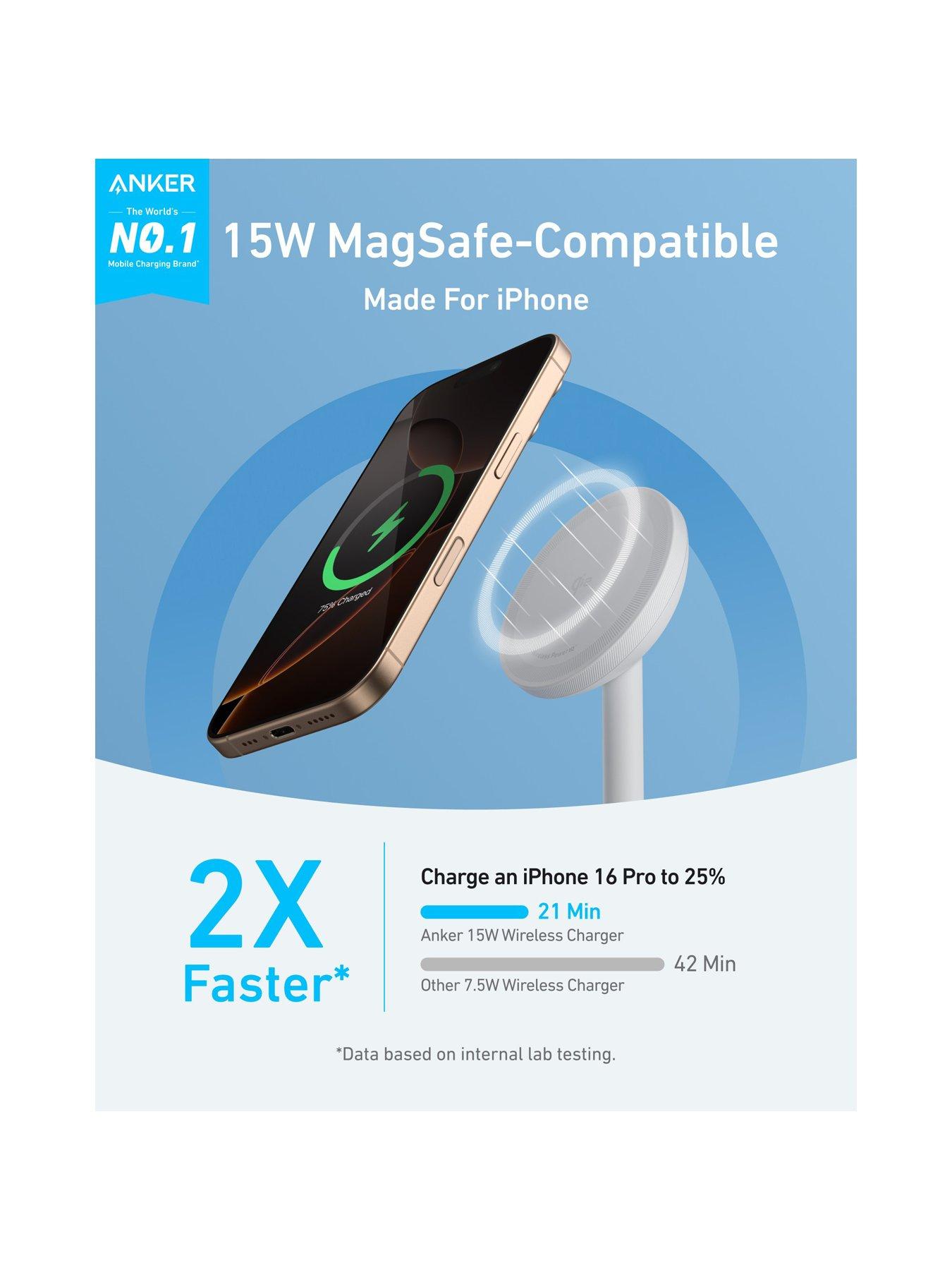 Image 3 of 7 of Anker Anker Wireless Charging Stand with MagGo, 15W Fast Charging, White