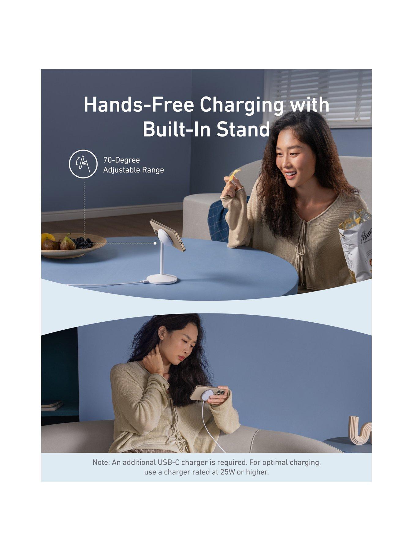 Image 4 of 7 of Anker Anker Wireless Charging Stand with MagGo, 15W Fast Charging, White