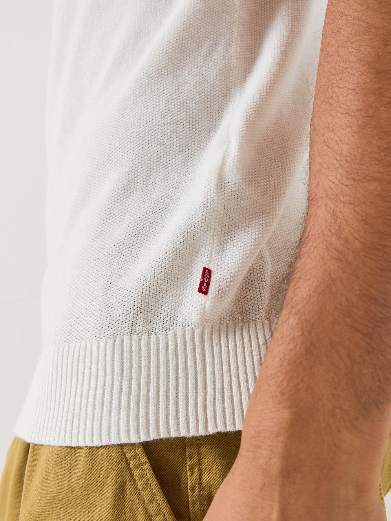 Image 4 of 6 of Levi's Mens Knitted Lightweight Polo Shirt - Cream