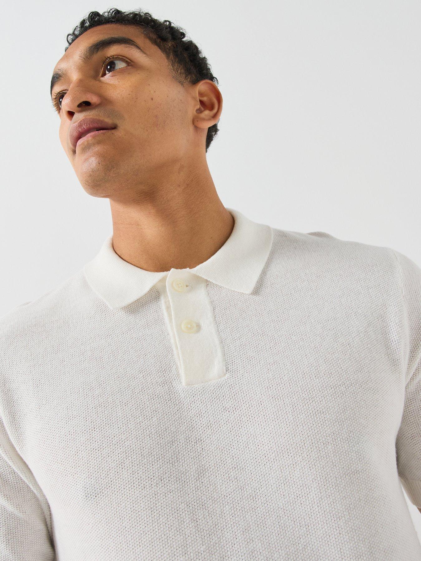 Image 5 of 6 of Levi's Mens Knitted Lightweight Polo Shirt - Cream