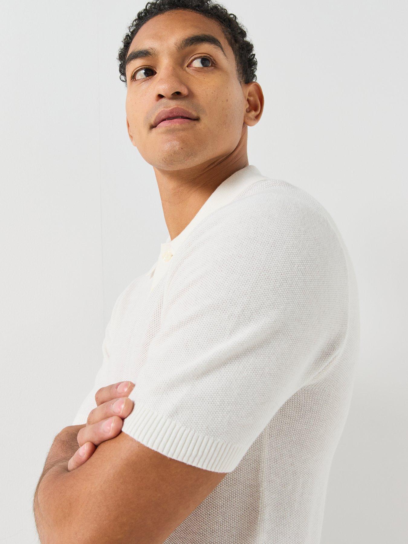 Image 6 of 6 of Levi's Mens Knitted Lightweight Polo Shirt - Cream