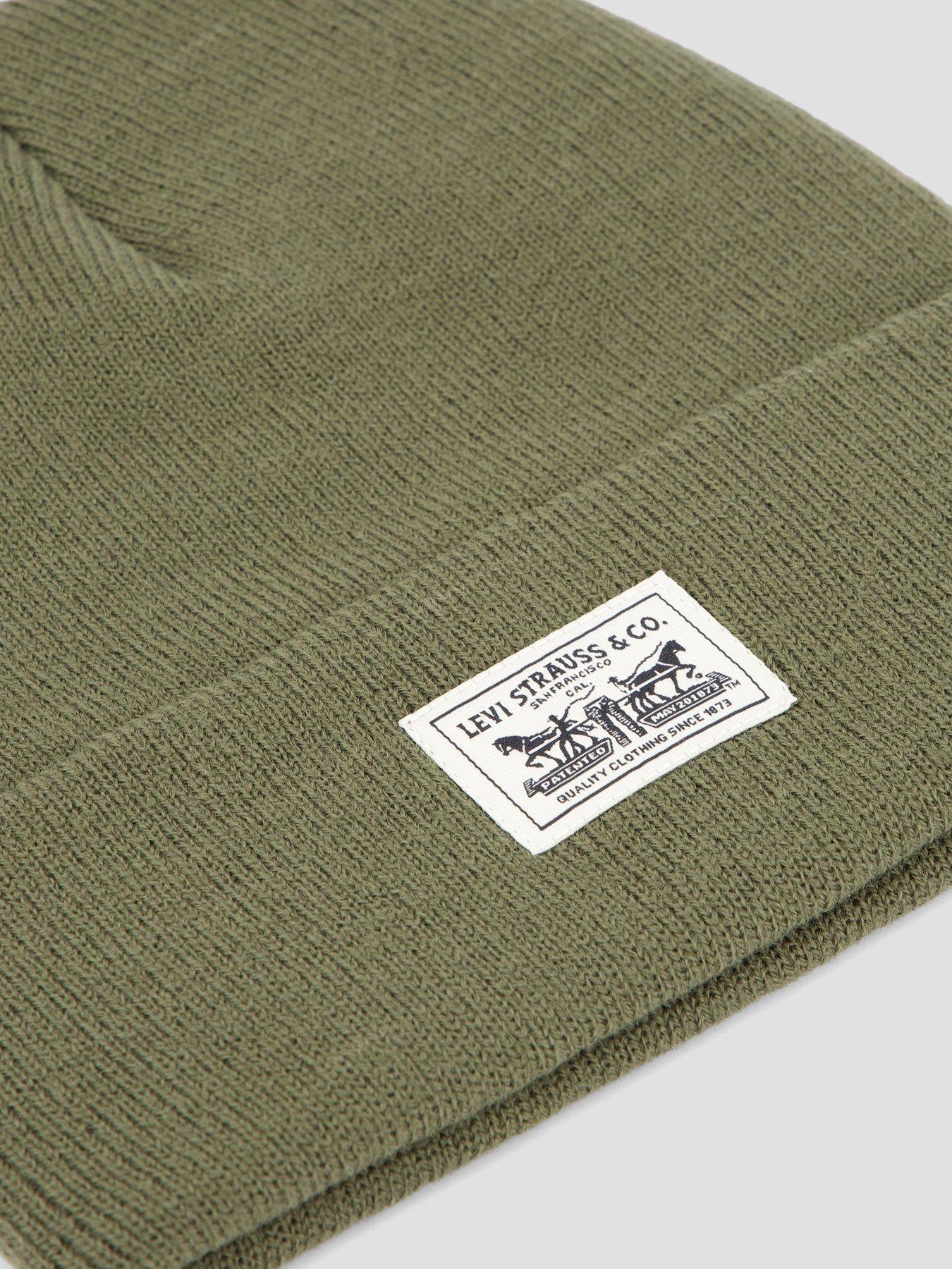 Image 3 of 4 of Levi's Mens Embarcadero Knitted Turn-Up Cuff Beanie Hat - Green