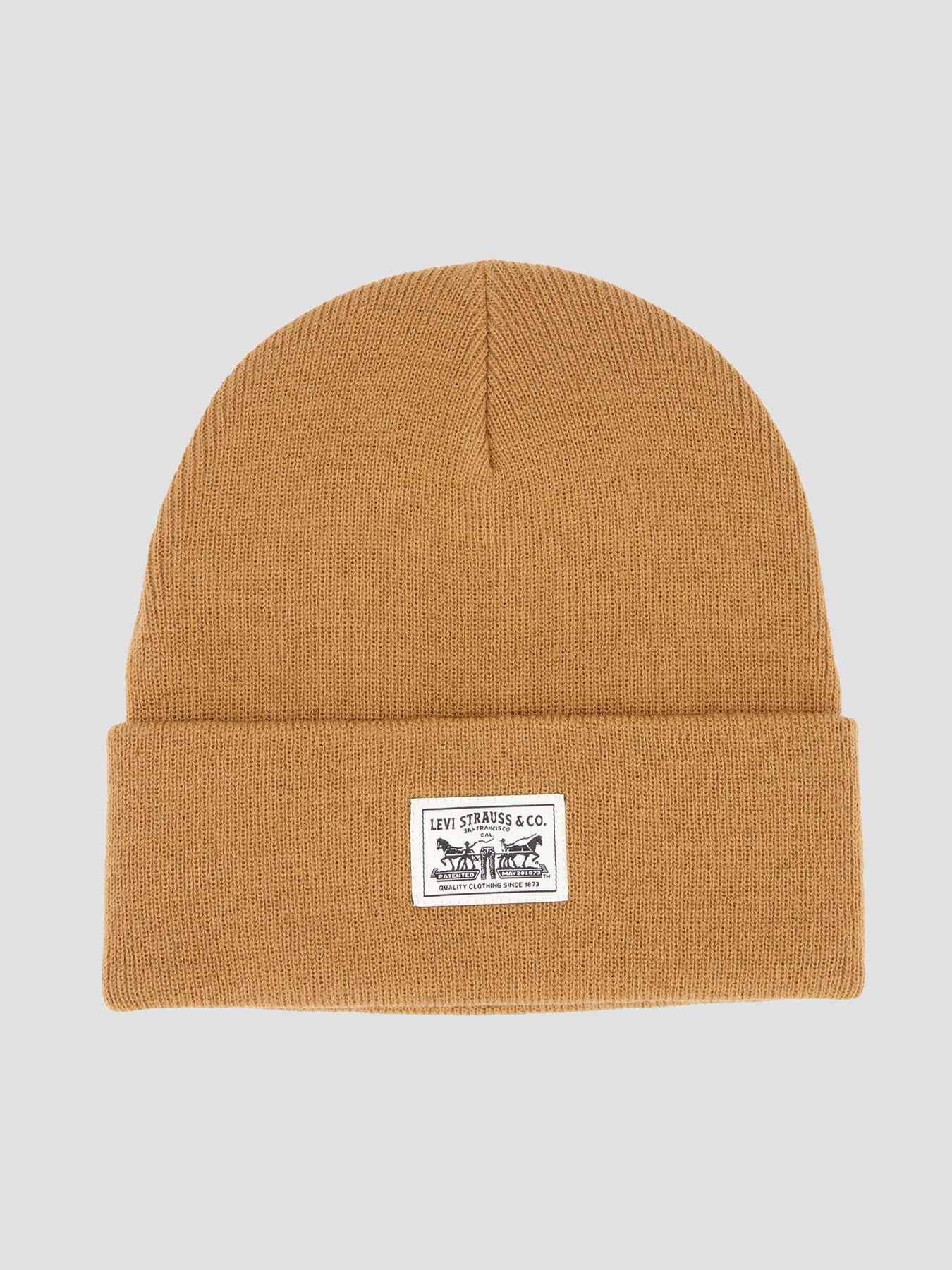 Image 1 of 4 of Levi's Mens Embarcadero Soft Knit Turn-Up Cuff Beanie Hat - Brown
