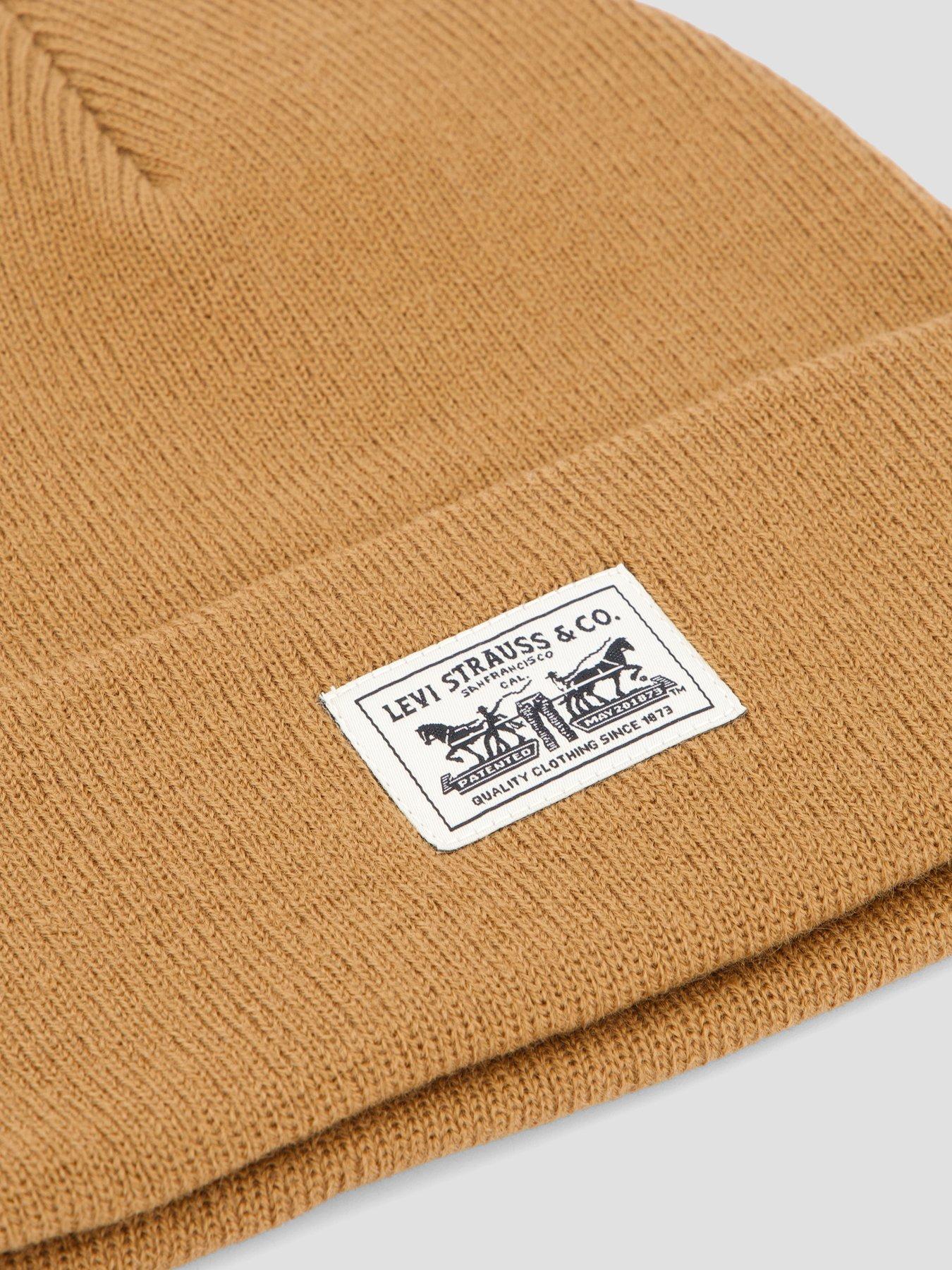Image 3 of 4 of Levi's Mens Embarcadero Soft Knit Turn-Up Cuff Beanie Hat - Brown