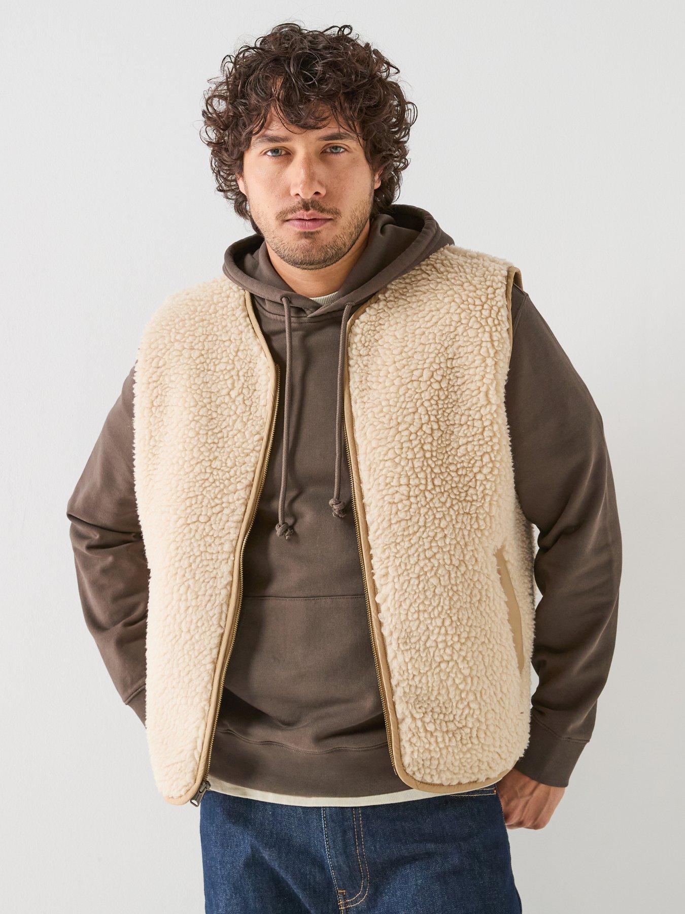 Image 1 of 6 of Levi's Mens Seacliff Sherpa Zip Through Gilet - Cream