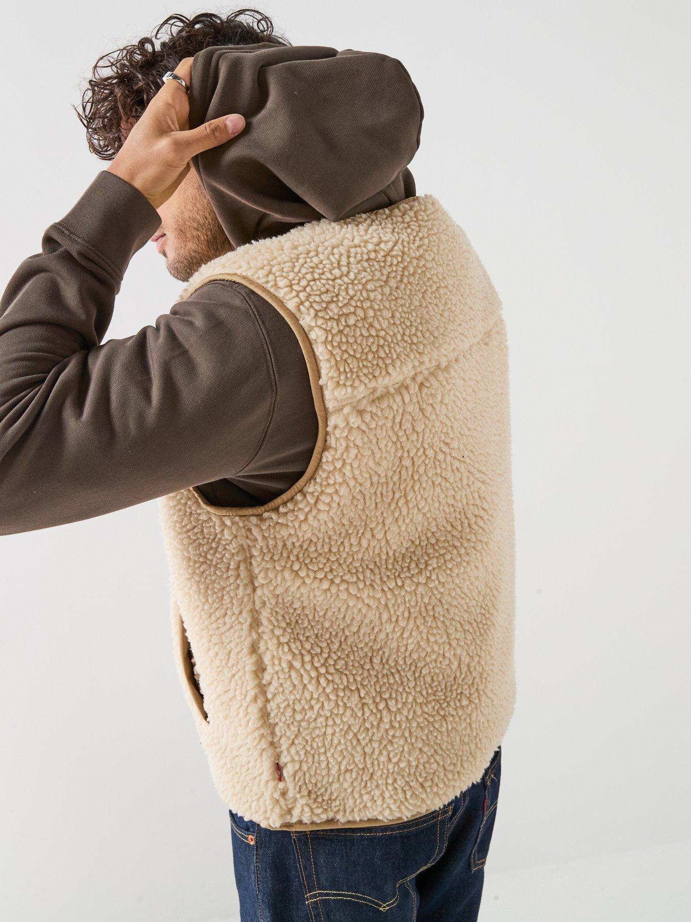 Image 2 of 6 of Levi's Mens Seacliff Sherpa Zip Through Gilet - Cream