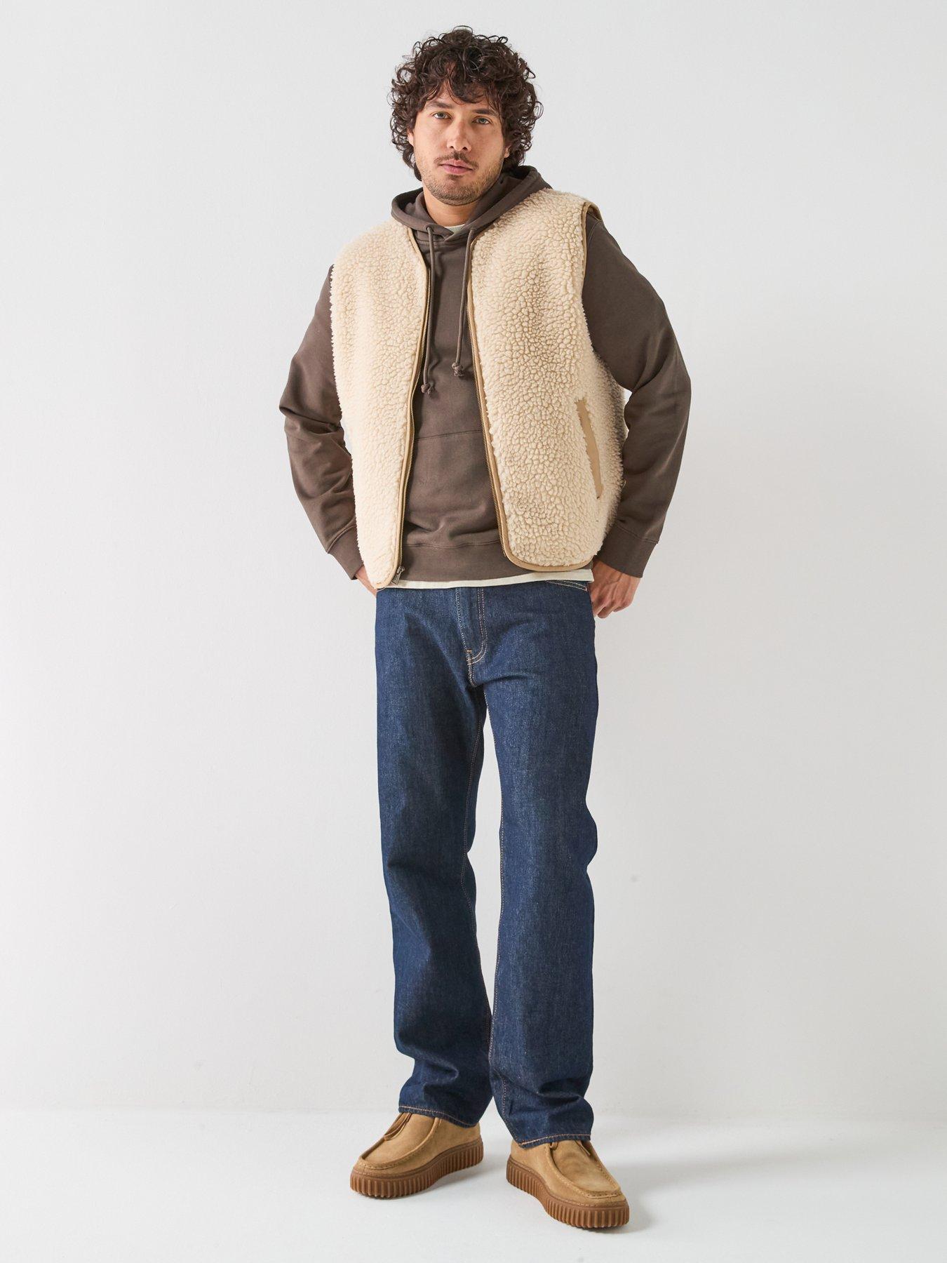 Image 3 of 6 of Levi's Mens Seacliff Sherpa Zip Through Gilet - Cream
