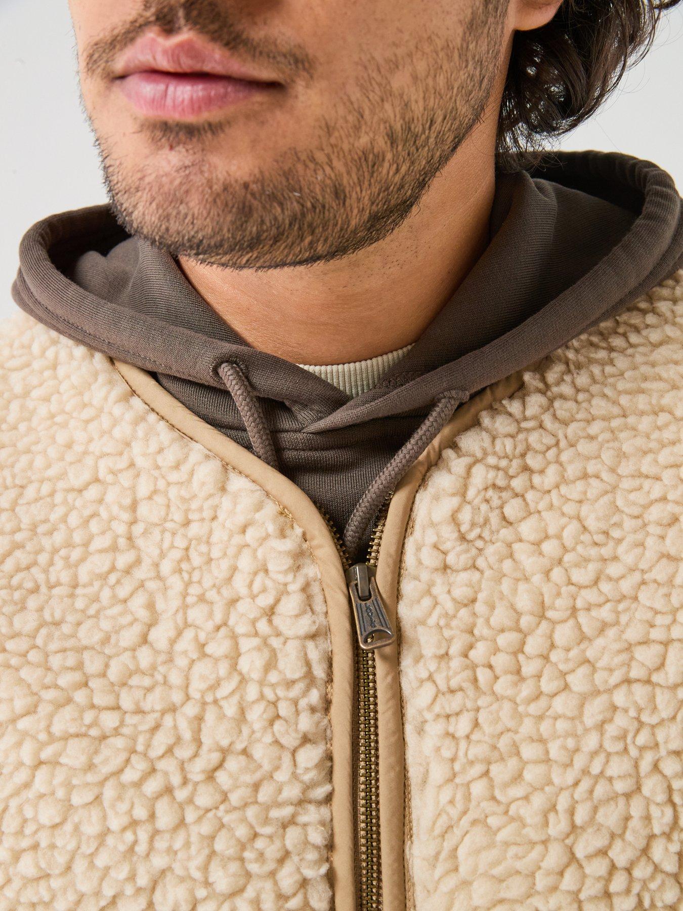 Image 4 of 6 of Levi's Mens Seacliff Sherpa Zip Through Gilet - Cream