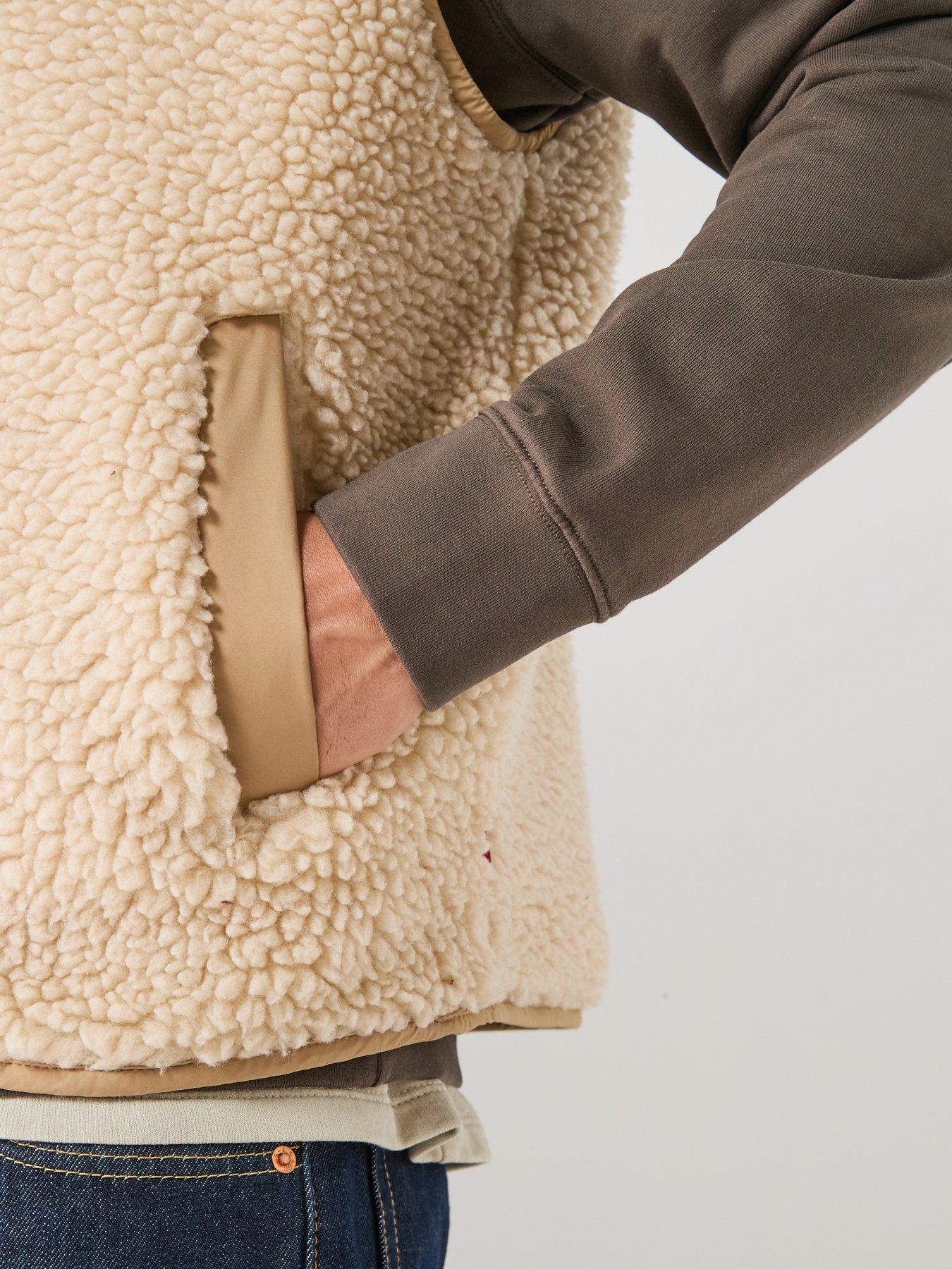 Image 5 of 6 of Levi's Mens Seacliff Sherpa Zip Through Gilet - Cream