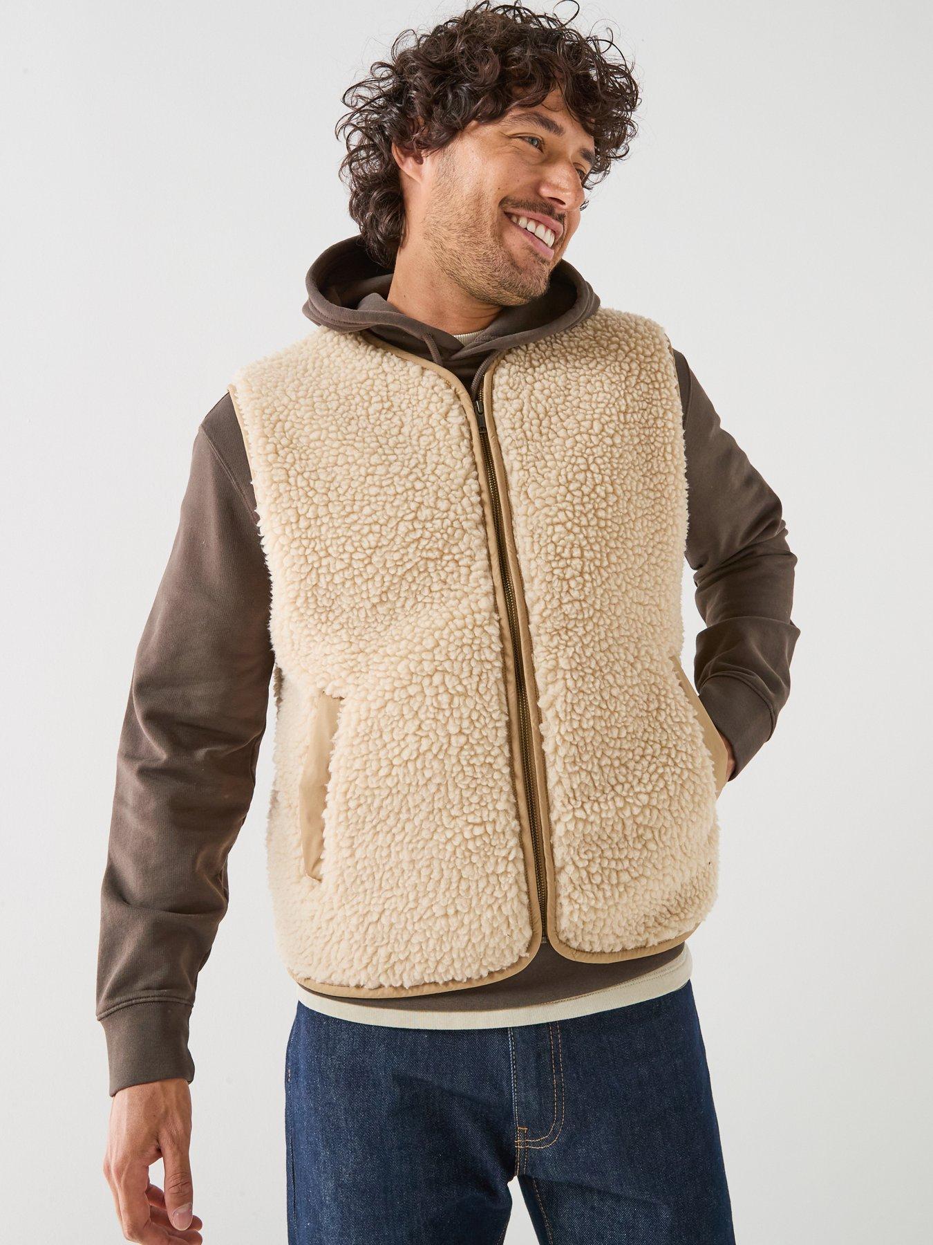 Image 6 of 6 of Levi's Mens Seacliff Sherpa Zip Through Gilet - Cream