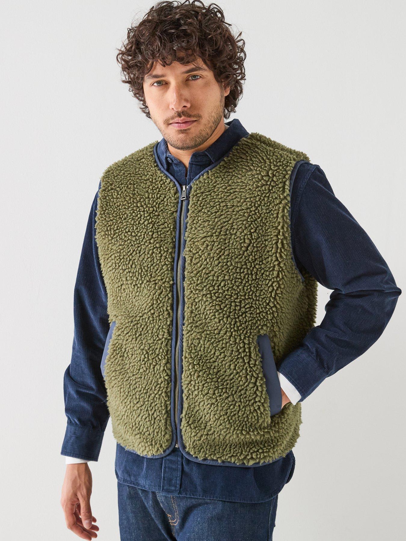 Image 1 of 6 of Levi's Mens Seacliff Sherpa Zip Through Gilet - Brown