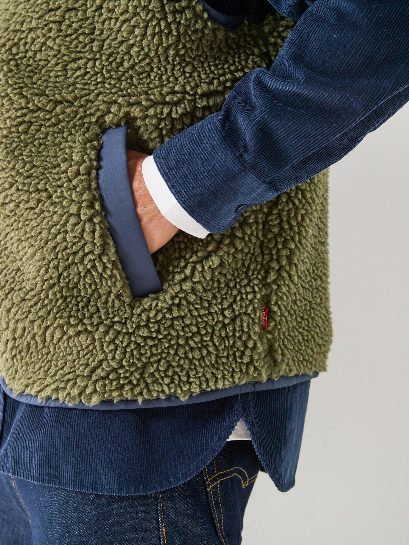 Image 5 of 6 of Levi's Mens Seacliff Sherpa Zip Through Gilet - Brown