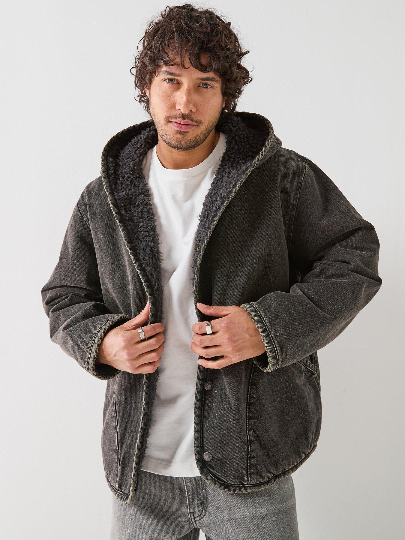 Image 1 of 6 of Levi's Mens Reversible Sherpa Hooded Jacket - Black