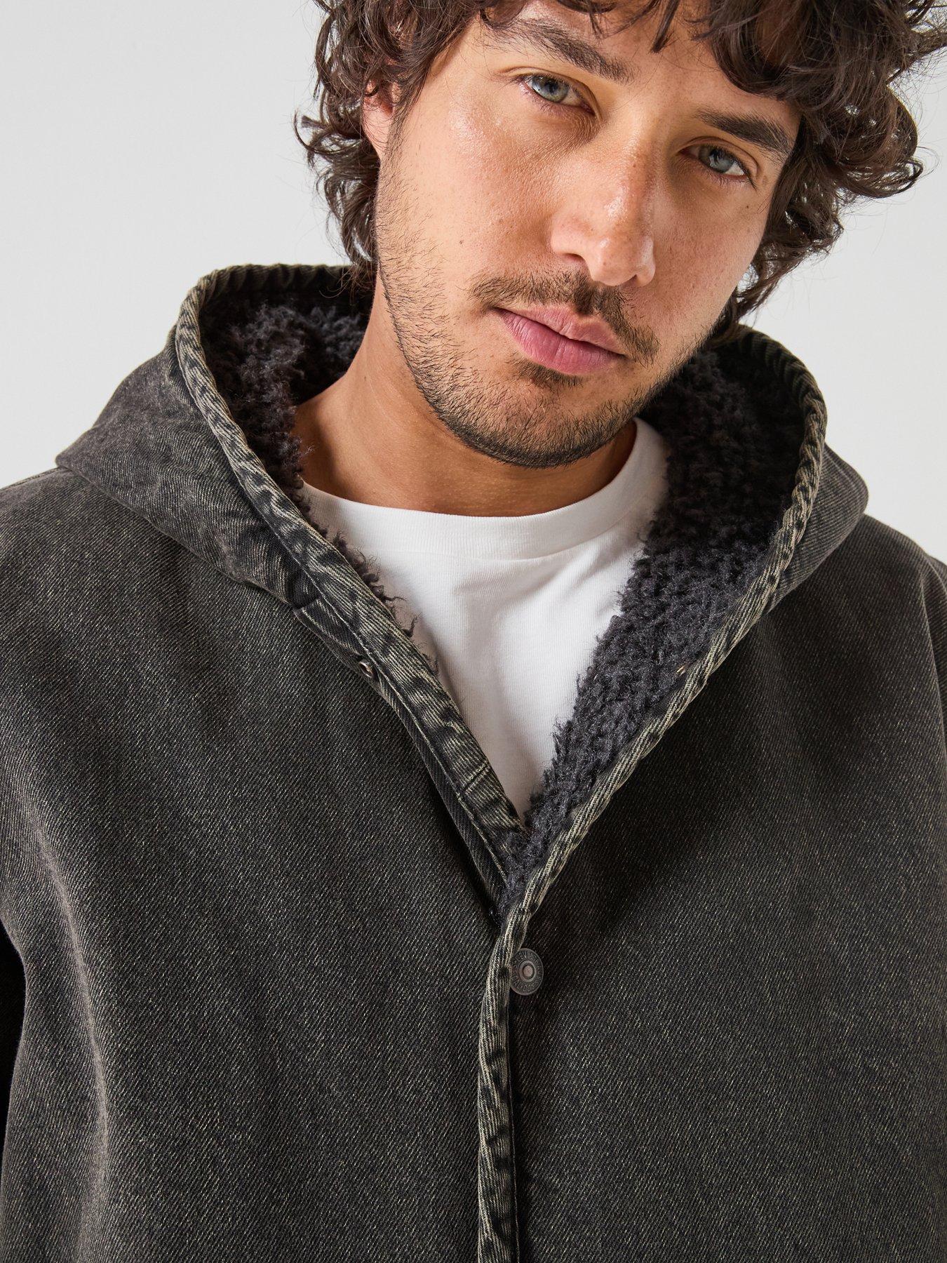 Image 5 of 6 of Levi's Mens Reversible Sherpa Hooded Jacket - Black