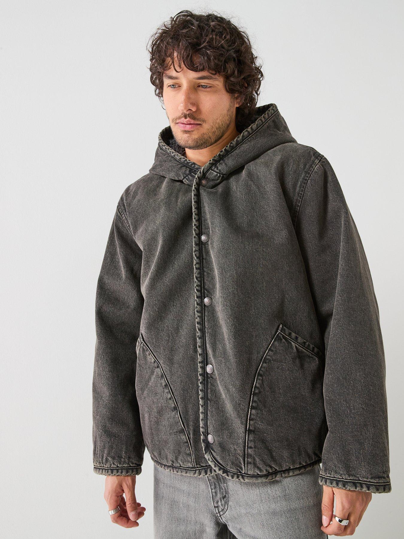 Image 6 of 6 of Levi's Mens Reversible Sherpa Hooded Jacket - Black
