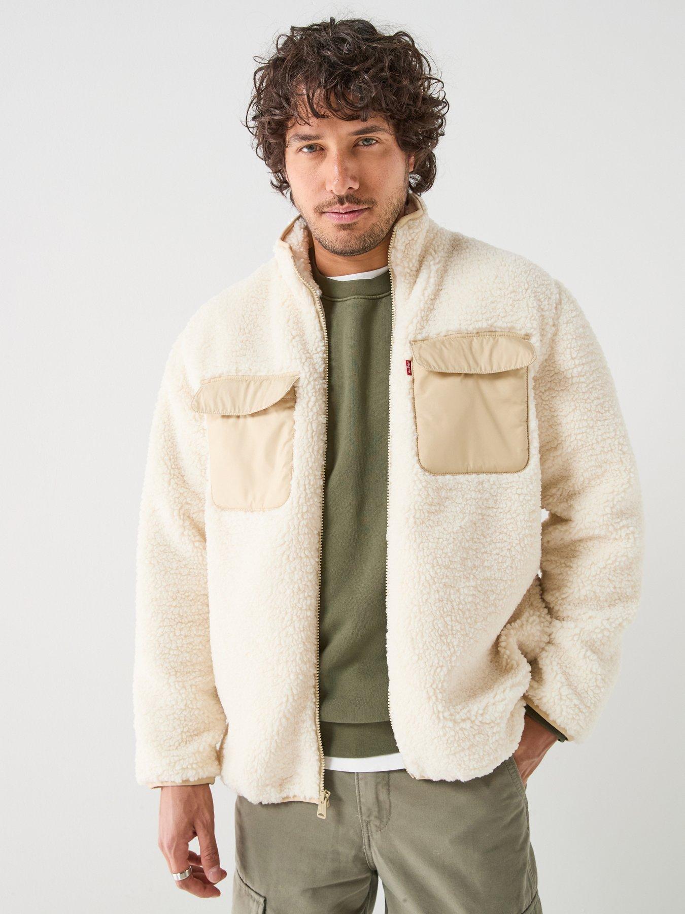 Image 1 of 5 of Levi's Mens Campo Sherpa Fleece Zip Through Jacket - Cream