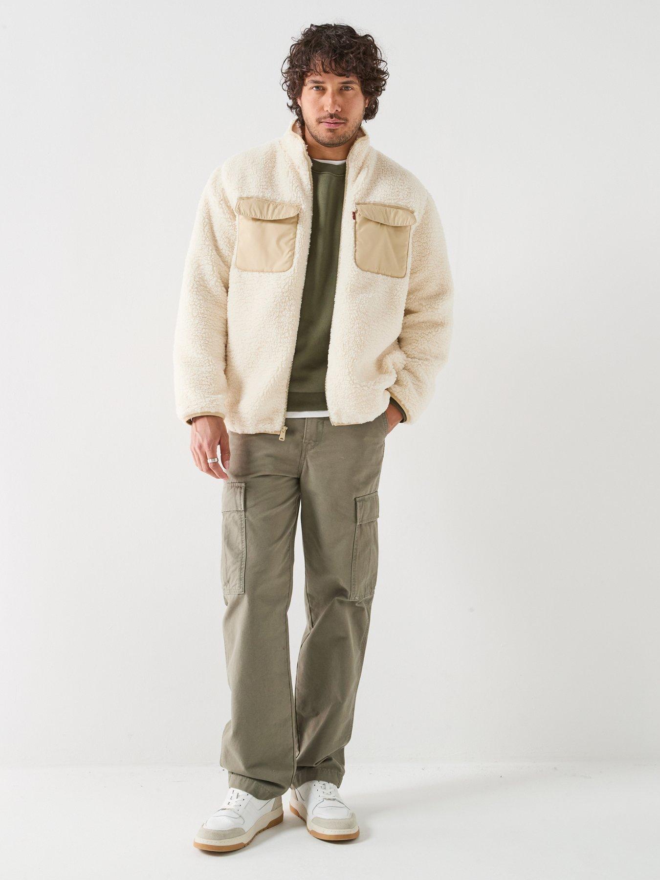 Image 3 of 5 of Levi's Mens Campo Sherpa Fleece Zip Through Jacket - Cream