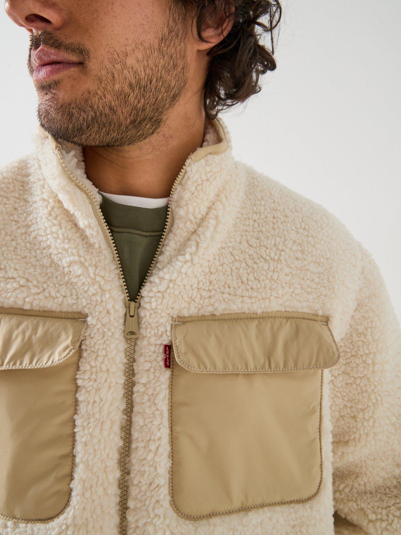 Image 4 of 5 of Levi's Mens Campo Sherpa Fleece Zip Through Jacket - Cream