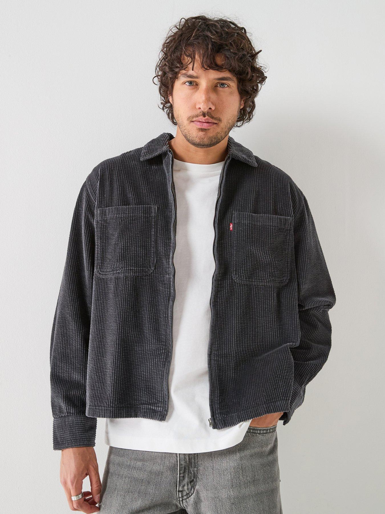 Image 1 of 6 of Levi's Levi's Mens Zip-Up Cord Long Sleeve Shirt - Black