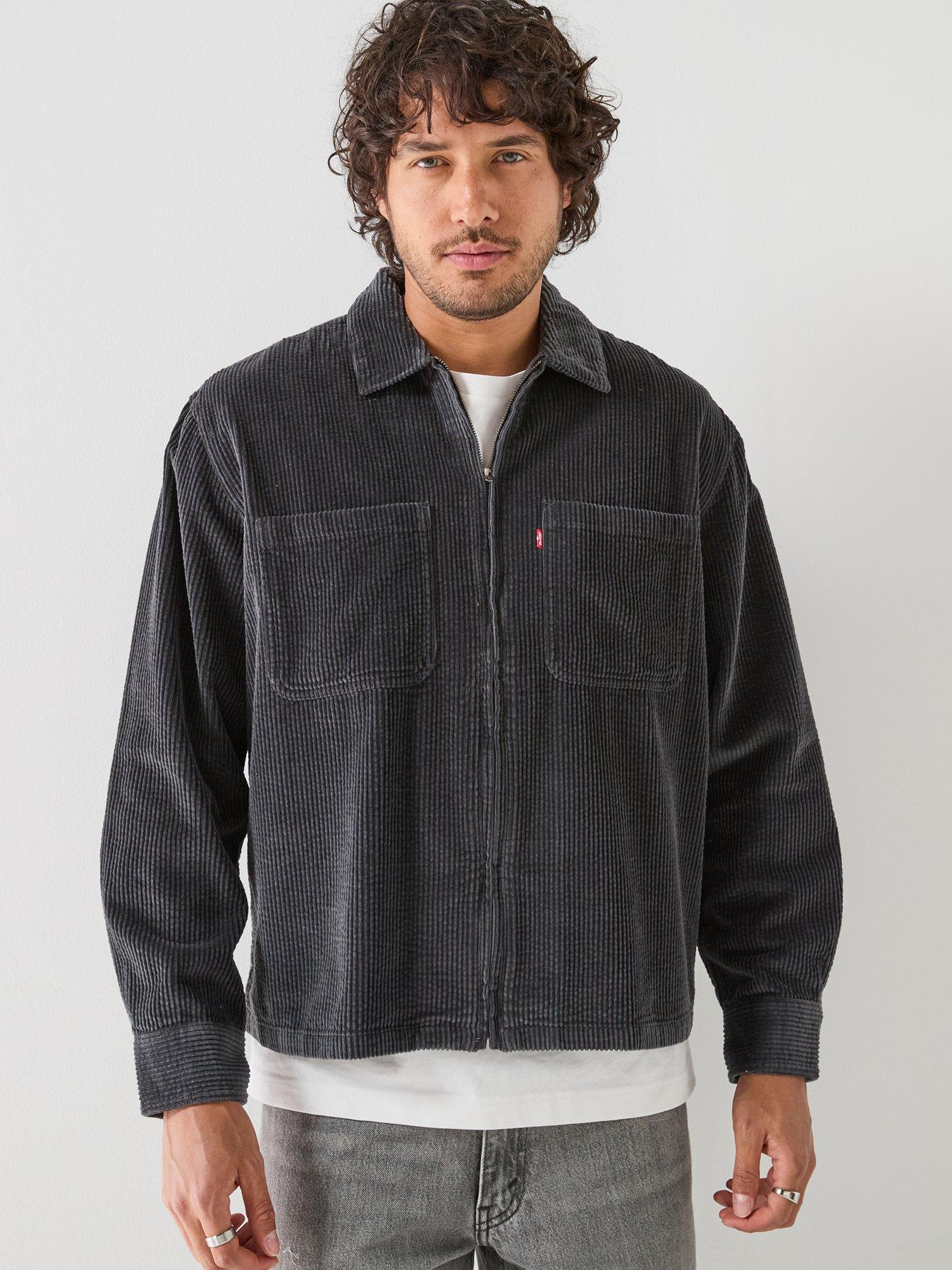 Image 4 of 6 of Levi's Levi's Mens Zip-Up Cord Long Sleeve Shirt - Black