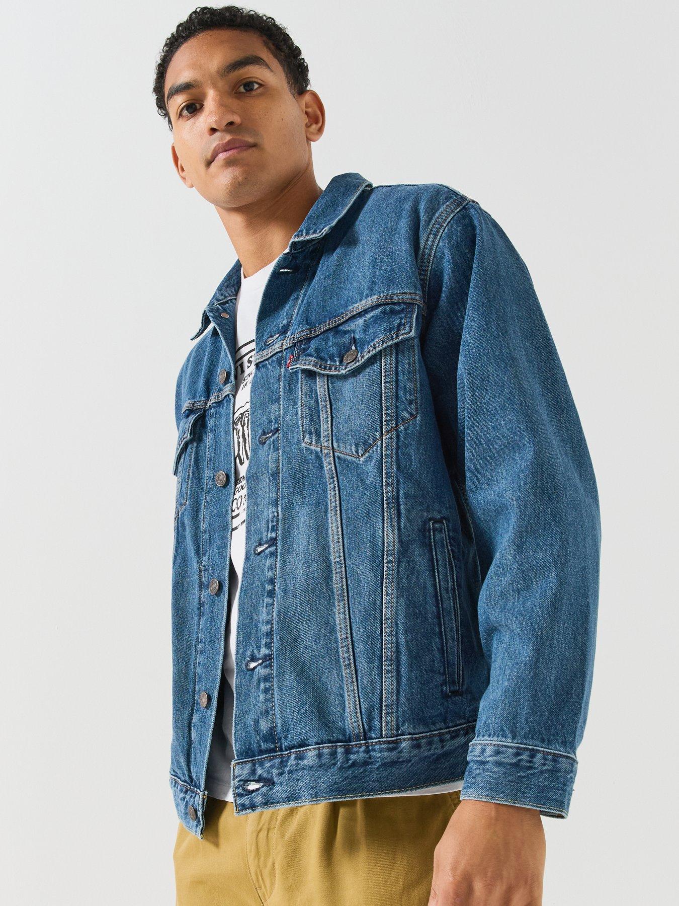 Image 5 of 6 of Levi's Mens Relaxed Fit Cotton Denim Trucker Jacket - Dark Blue
