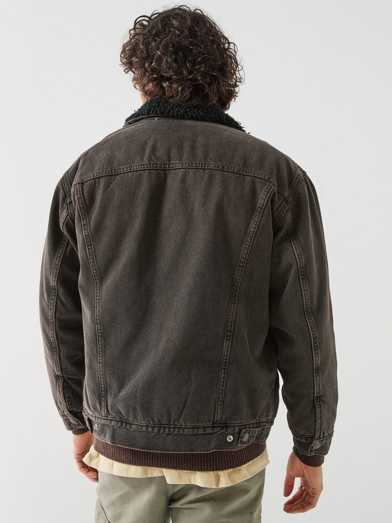 Image 2 of 6 of Levi's Mens Relaxed Fit Sherpa Trucker Jacket - Brown