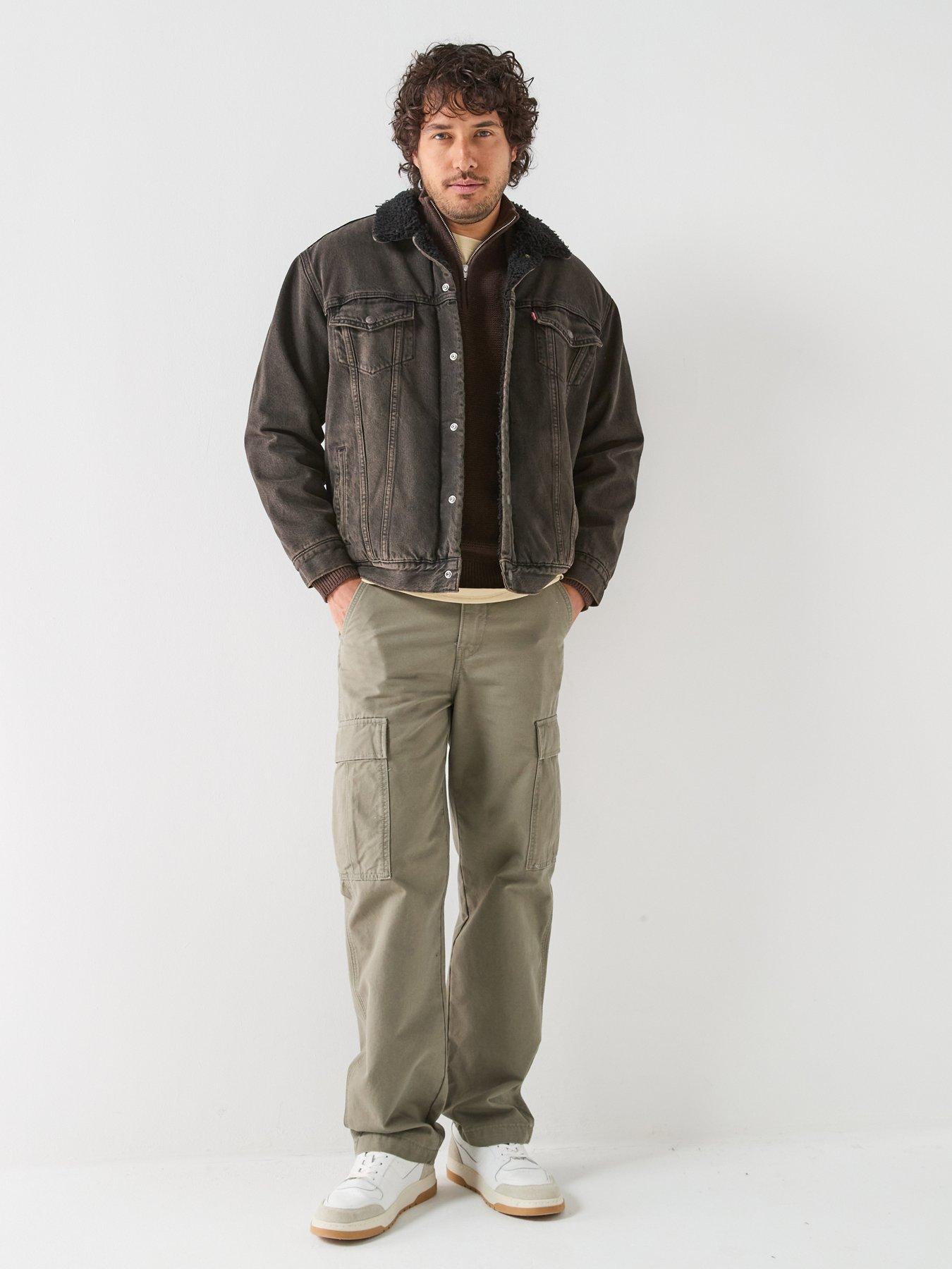 Image 3 of 6 of Levi's Mens Relaxed Fit Sherpa Trucker Jacket - Brown