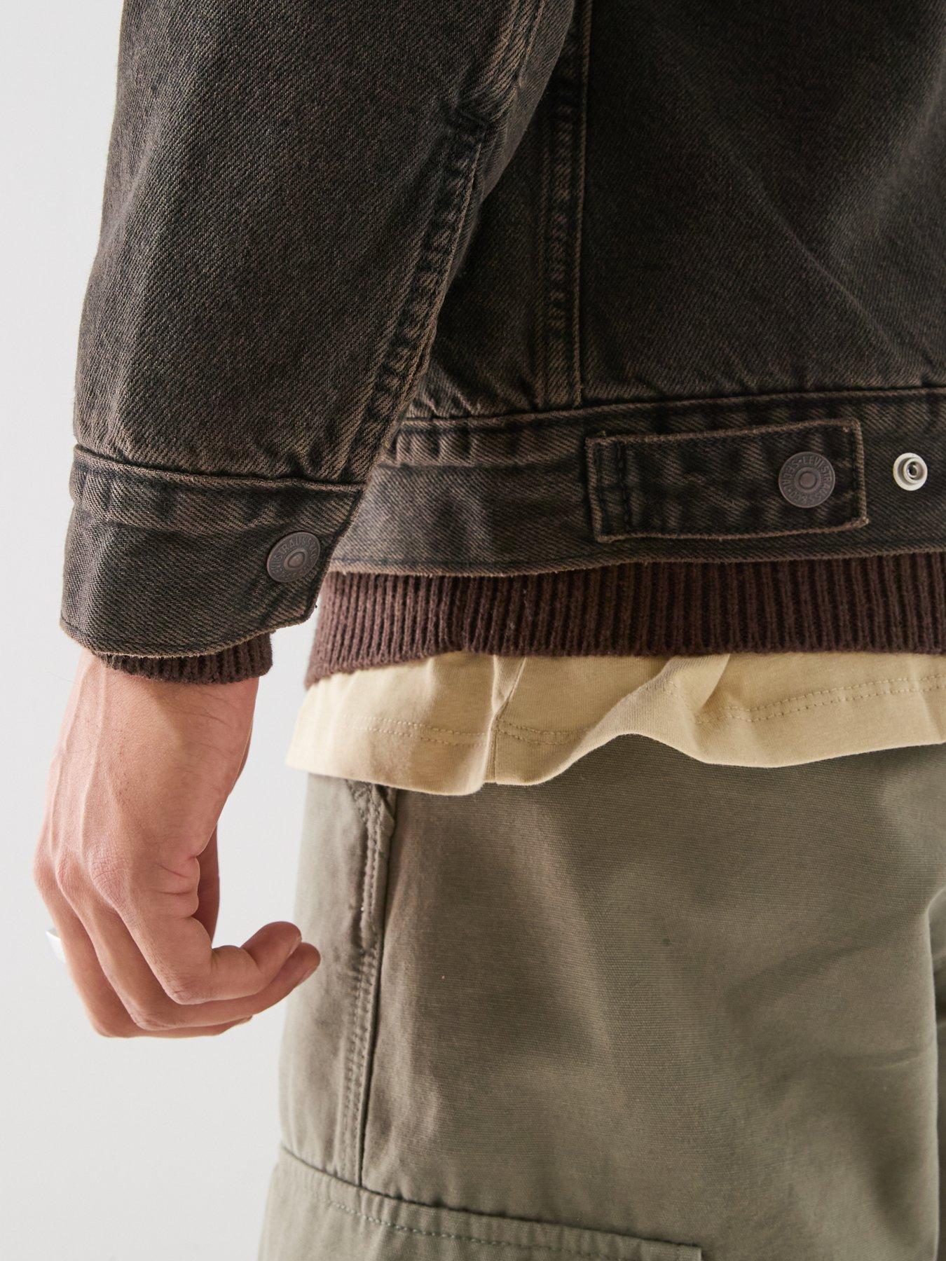 Image 6 of 6 of Levi's Mens Relaxed Fit Sherpa Trucker Jacket - Brown