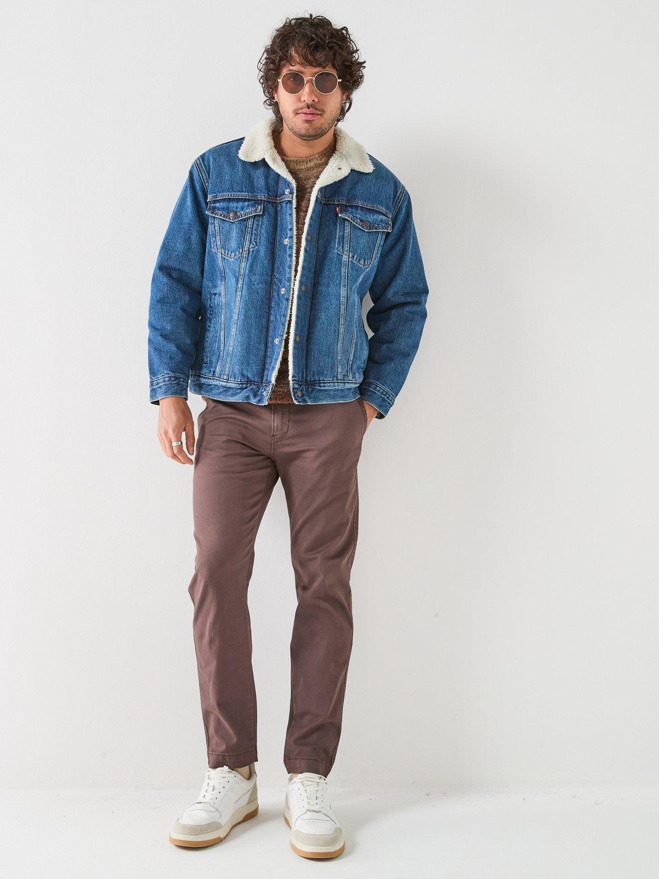 Image 3 of 6 of Levi's Mens Relaxed Fit Sherpa Lined Denim Jacket - Dark Blue