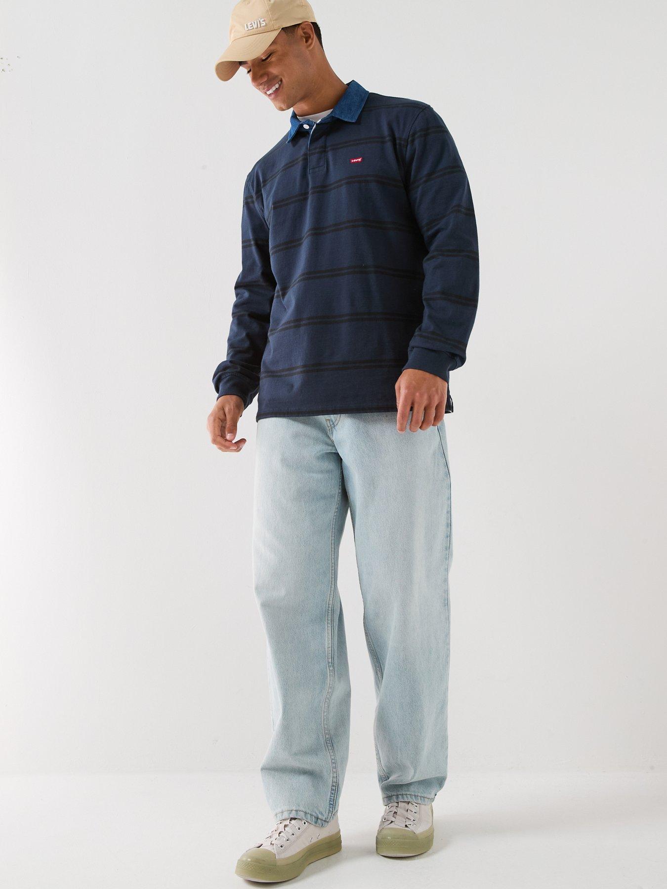 Image 3 of 6 of Levi's Classic Stripe Rugby Long Sleeve Polo Shirt - Blue