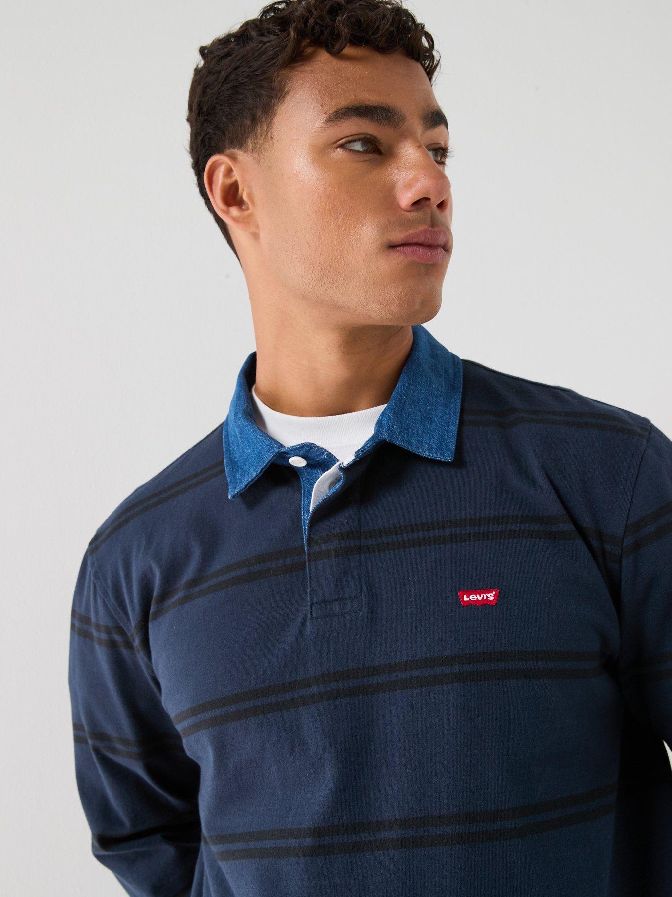 Image 4 of 6 of Levi's Classic Stripe Rugby Long Sleeve Polo Shirt - Blue