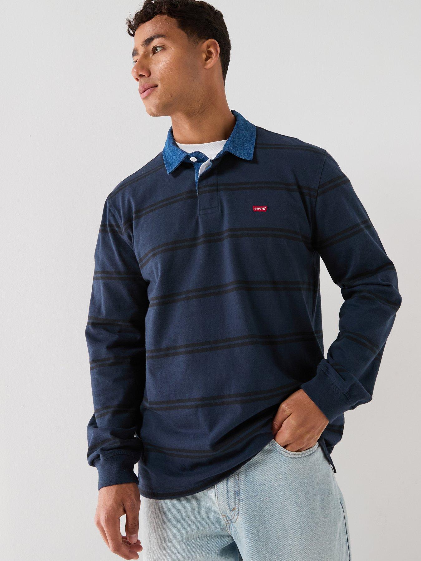 Image 5 of 6 of Levi's Classic Stripe Rugby Long Sleeve Polo Shirt - Blue