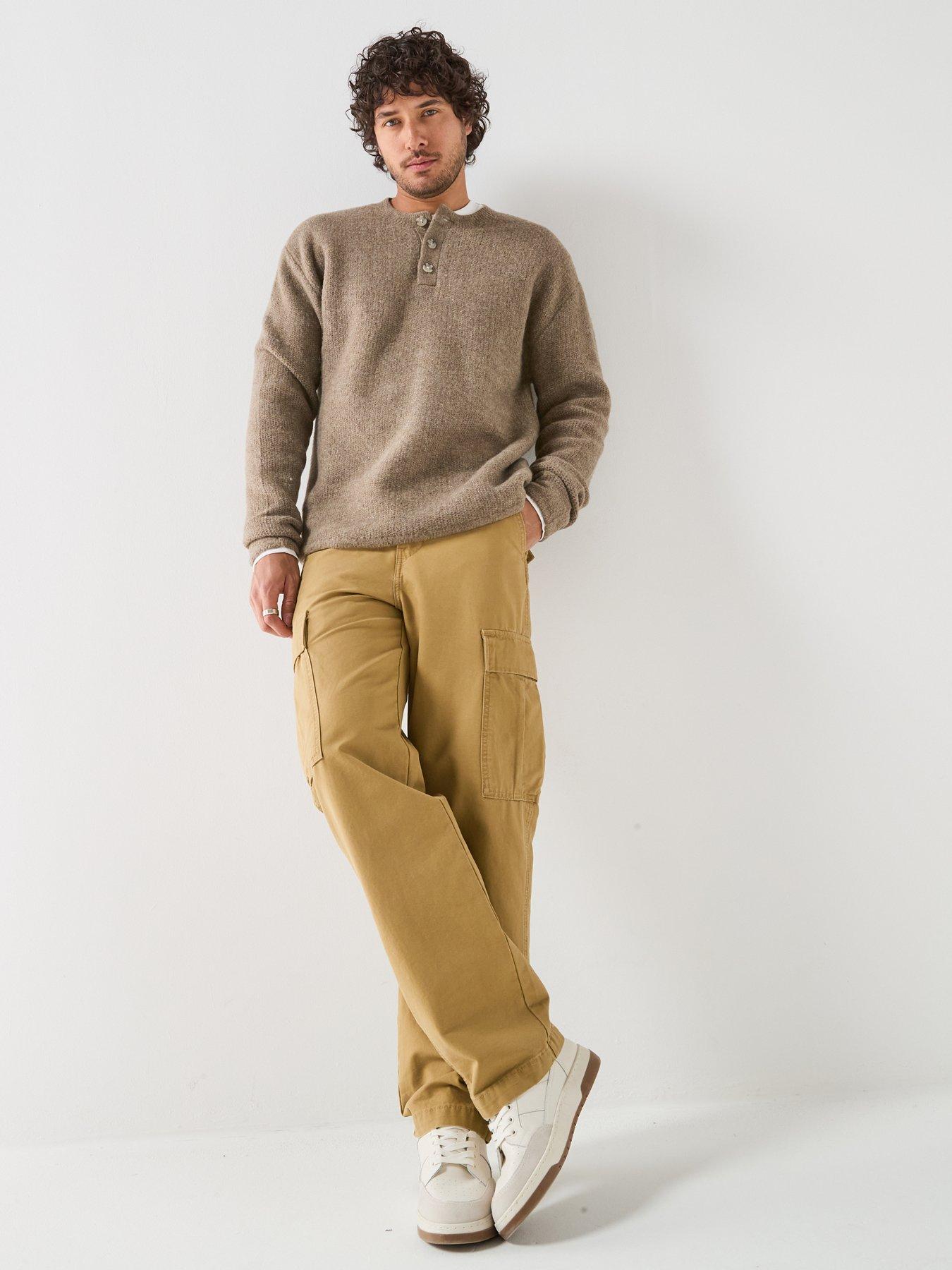 Image 3 of 6 of Levi's Mens Woodacre Henley Wool-Blend Stretch Jumper - Brown