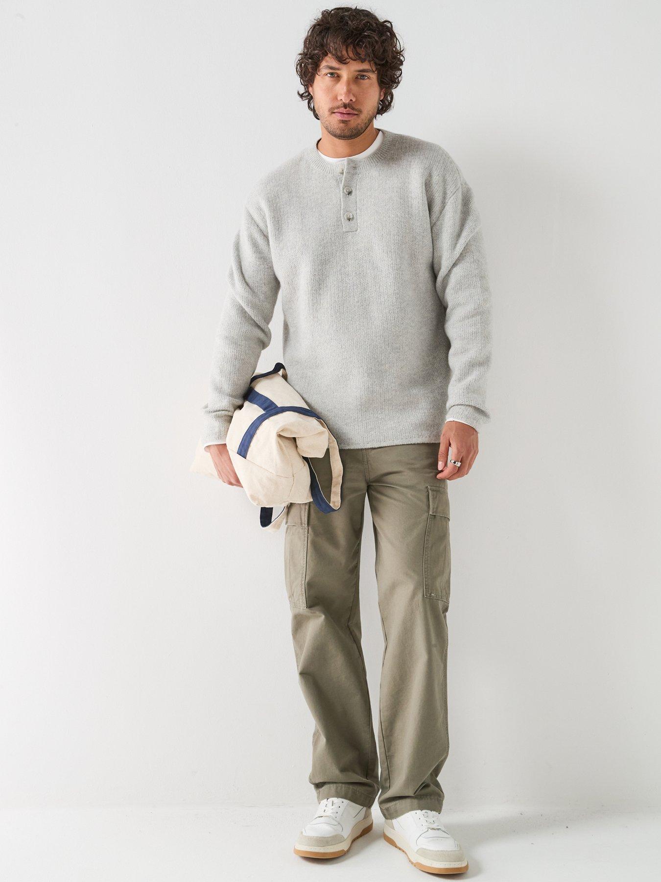 Image 3 of 6 of Levi's Mens Woodacre Henley Button Neck Marl Jumper - Grey