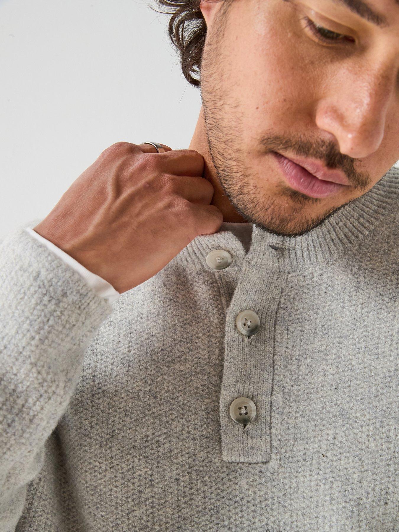 Image 5 of 6 of Levi's Mens Woodacre Henley Button Neck Marl Jumper - Grey