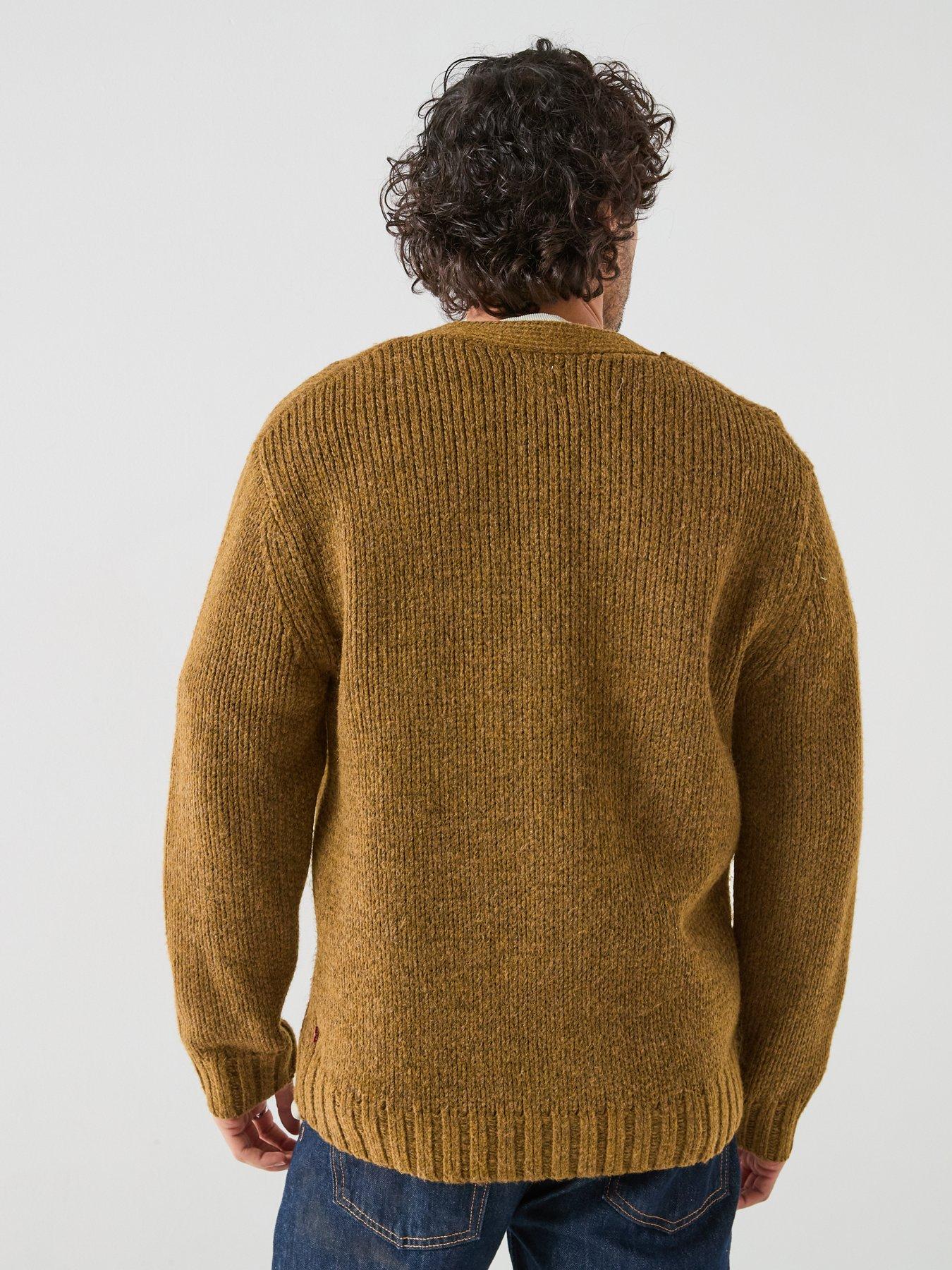 Image 2 of 6 of Levi's Mens Mammoth Chunky Knit V-Neck Button Through Cardigan - Brown