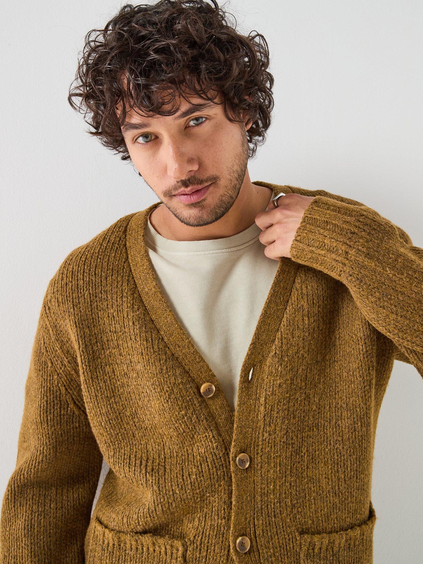 Image 4 of 6 of Levi's Mens Mammoth Chunky Knit V-Neck Button Through Cardigan - Brown