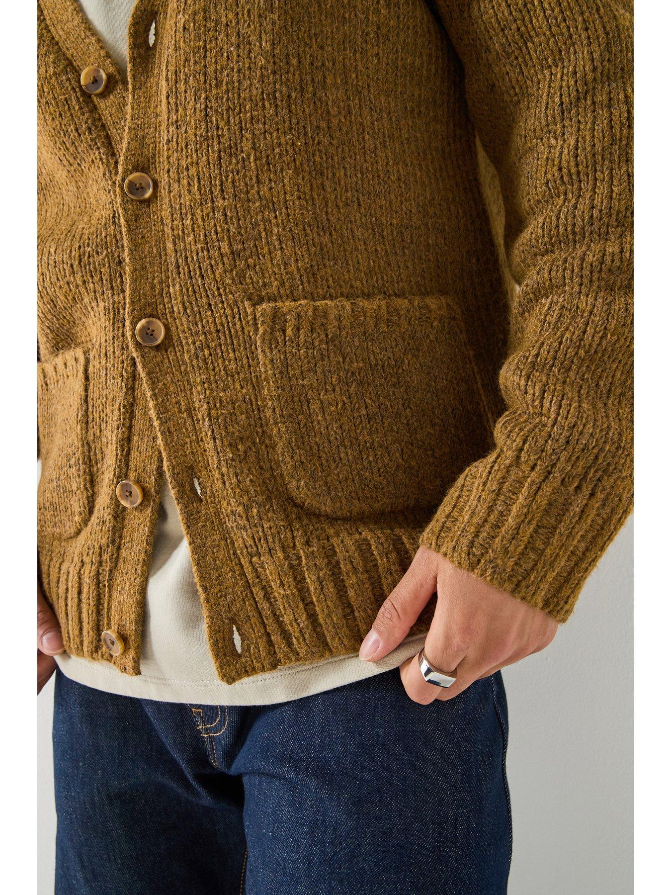 Image 5 of 6 of Levi's Mens Mammoth Chunky Knit V-Neck Button Through Cardigan - Brown