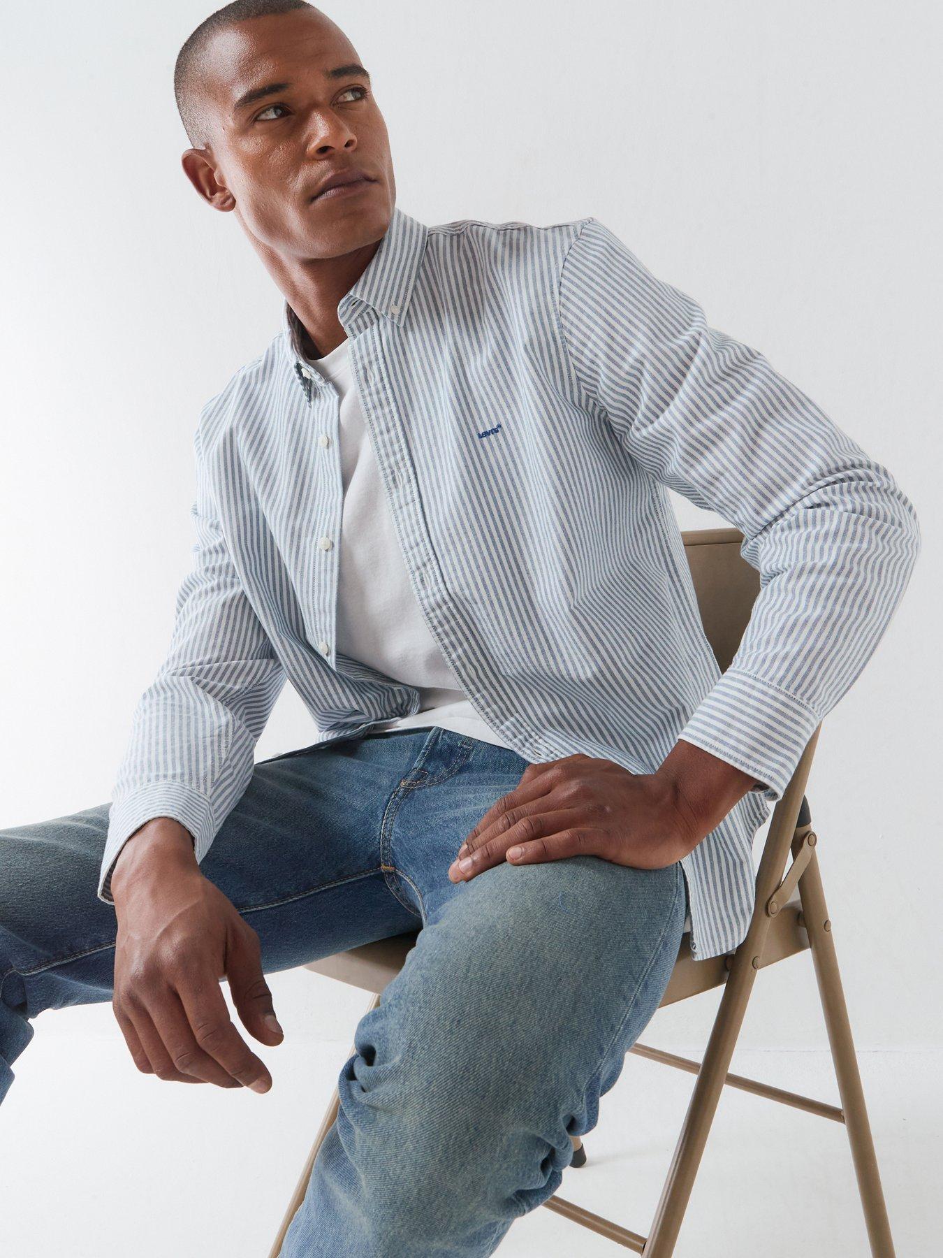 Image 1 of 6 of Levi's Levi's Authentic Button Down Striped Long Sleeve Shirt - White