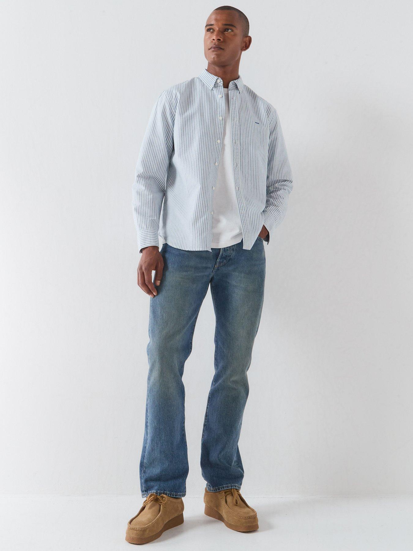 Image 3 of 6 of Levi's Levi's Authentic Button Down Striped Long Sleeve Shirt - White