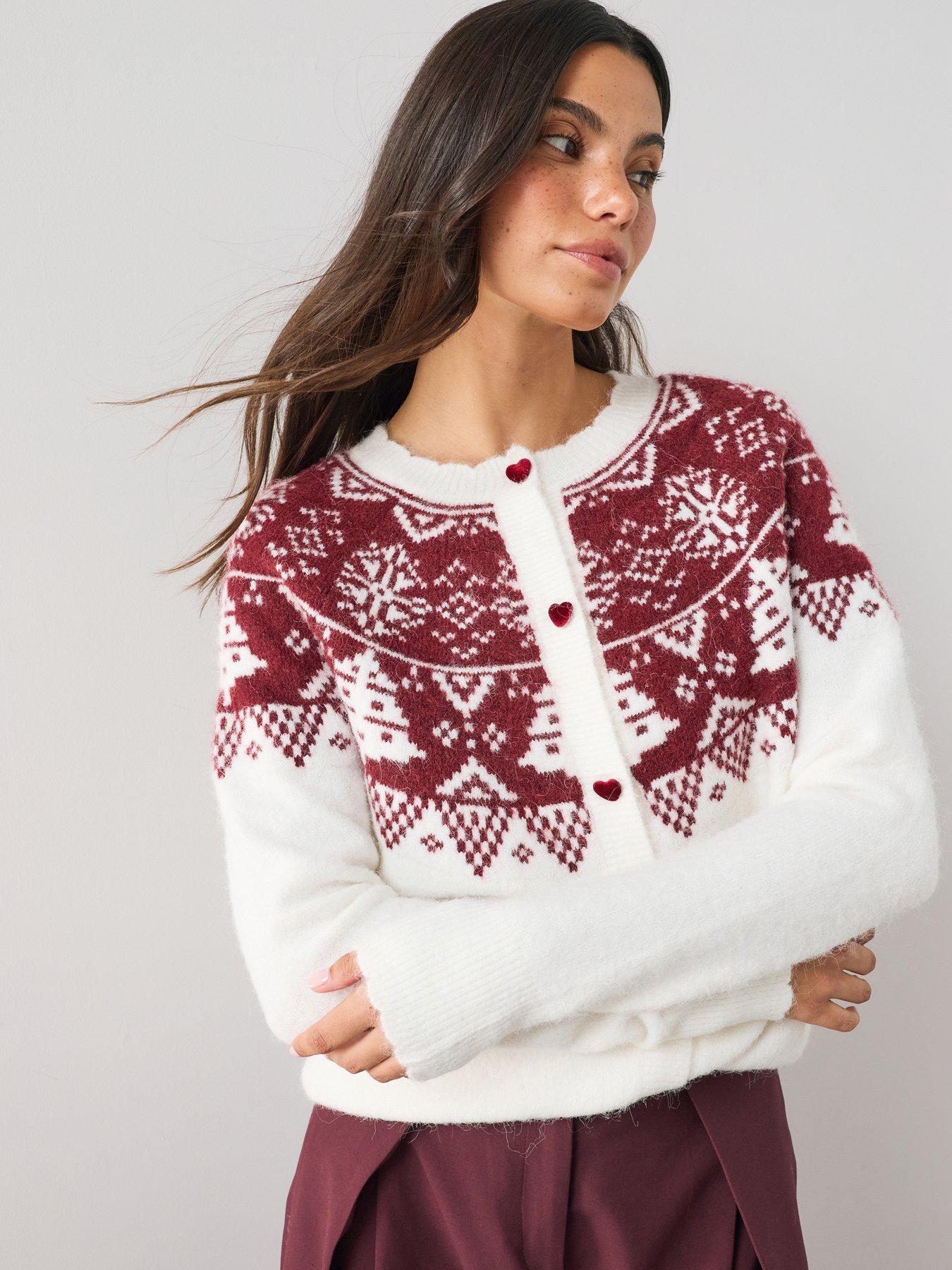 Image 2 of 7 of The Very Collection Womens Fairisle Christmas Cardigan - Beige