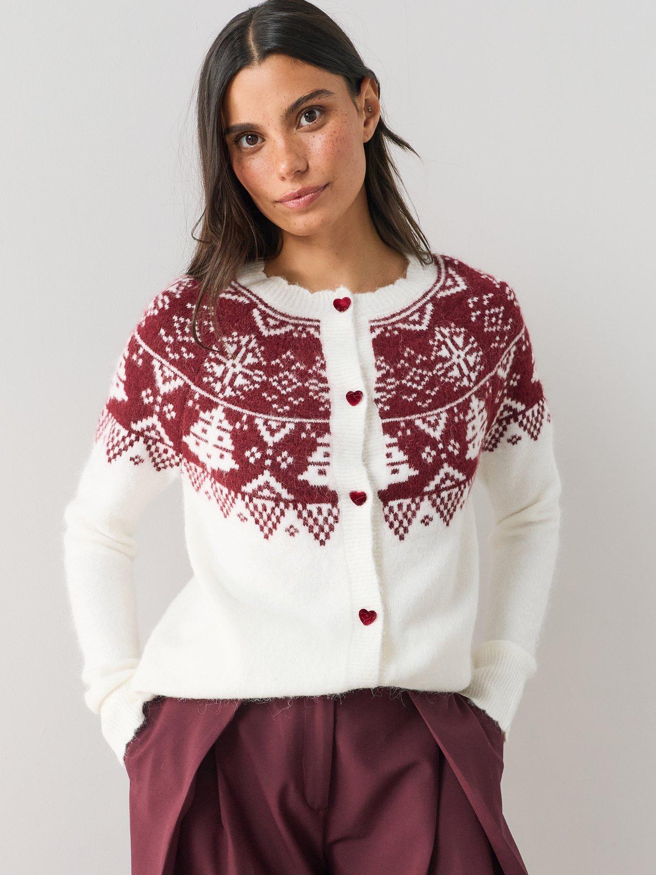 Image 5 of 7 of The Very Collection Womens Fairisle Christmas Cardigan - Beige