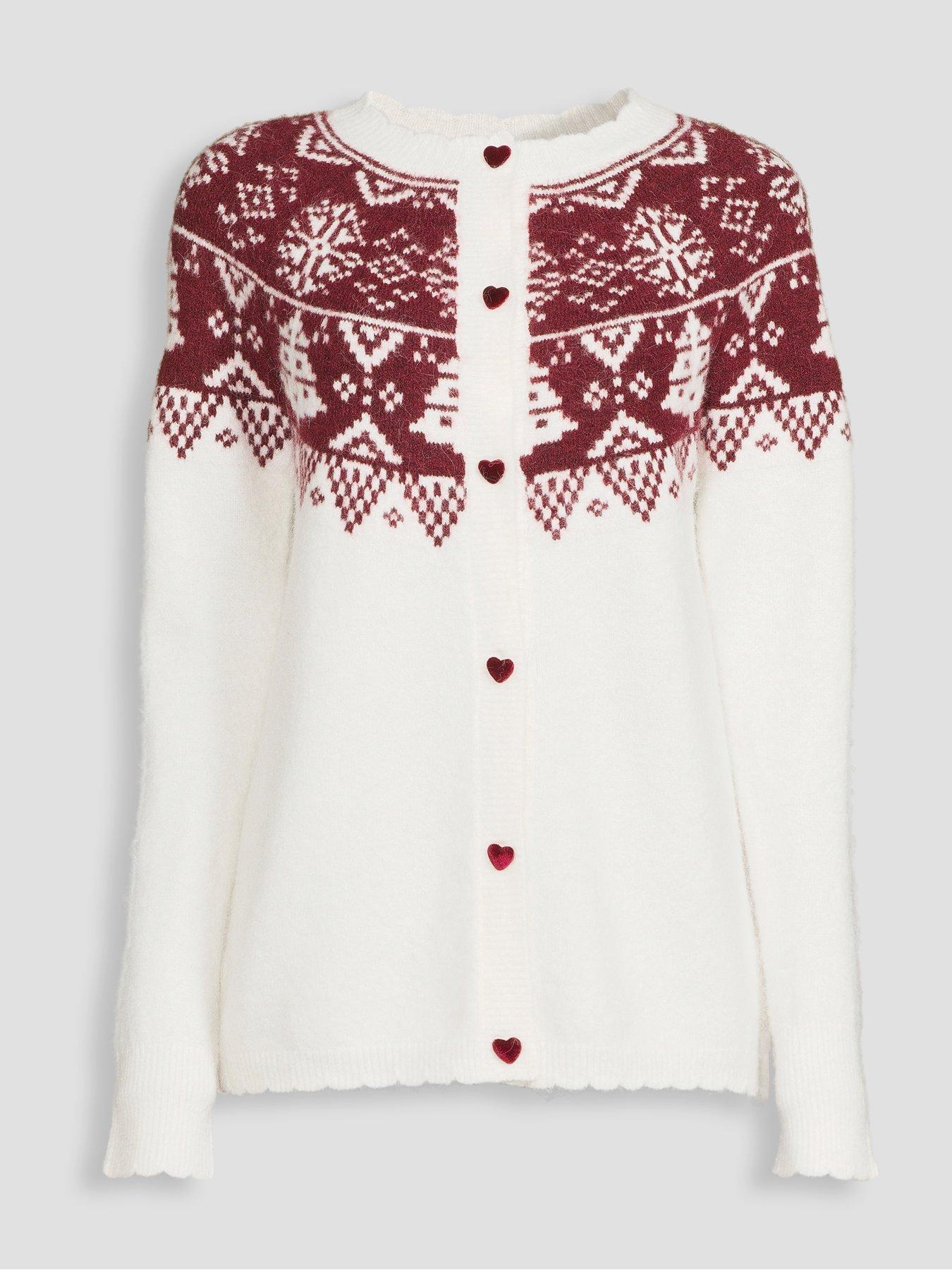 Image 7 of 7 of The Very Collection Womens Fairisle Christmas Cardigan - Beige