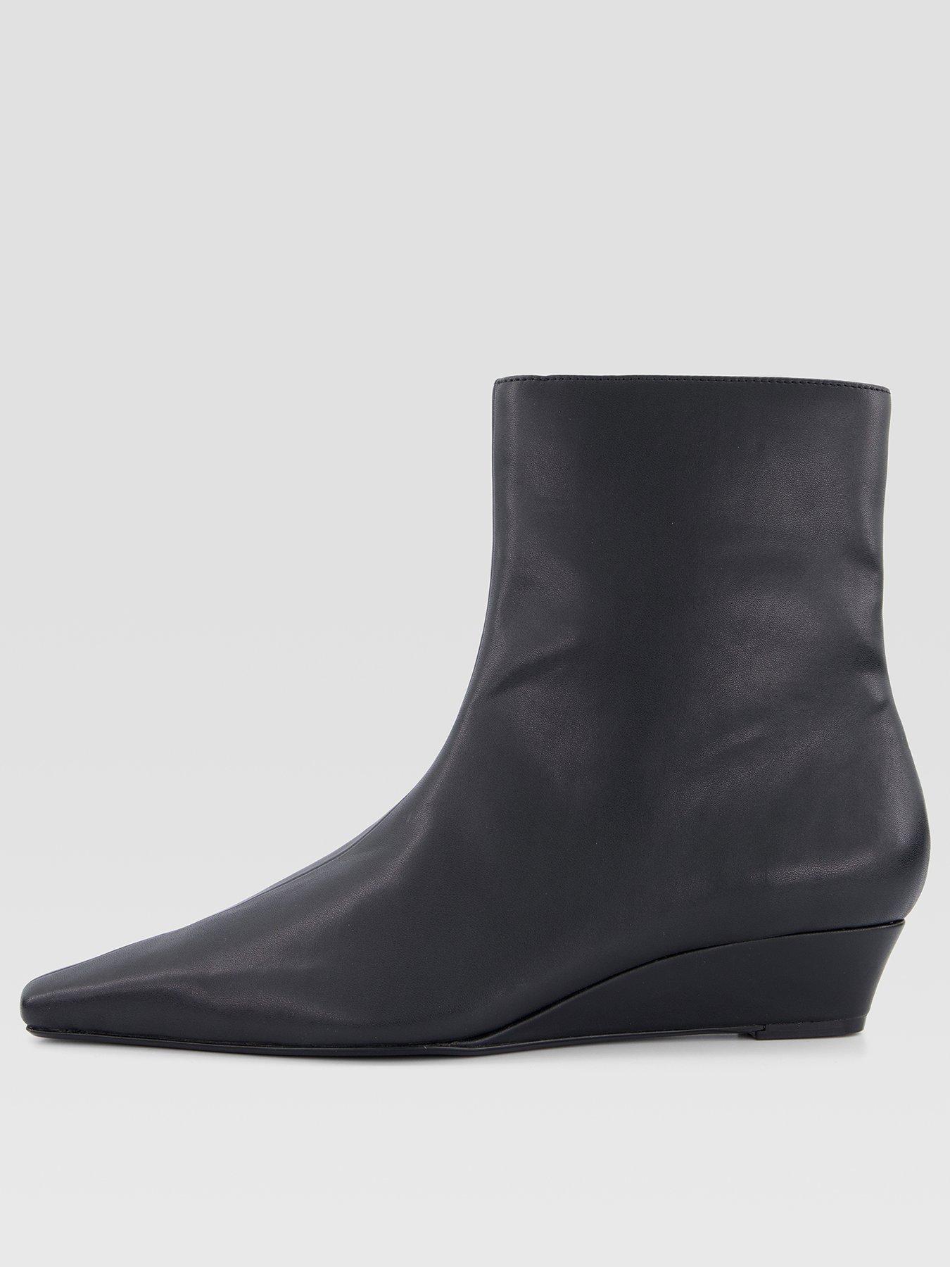 Image 1 of 7 of The Very Collection Womens Pointed Toe Wedge Ankle Boot - Black