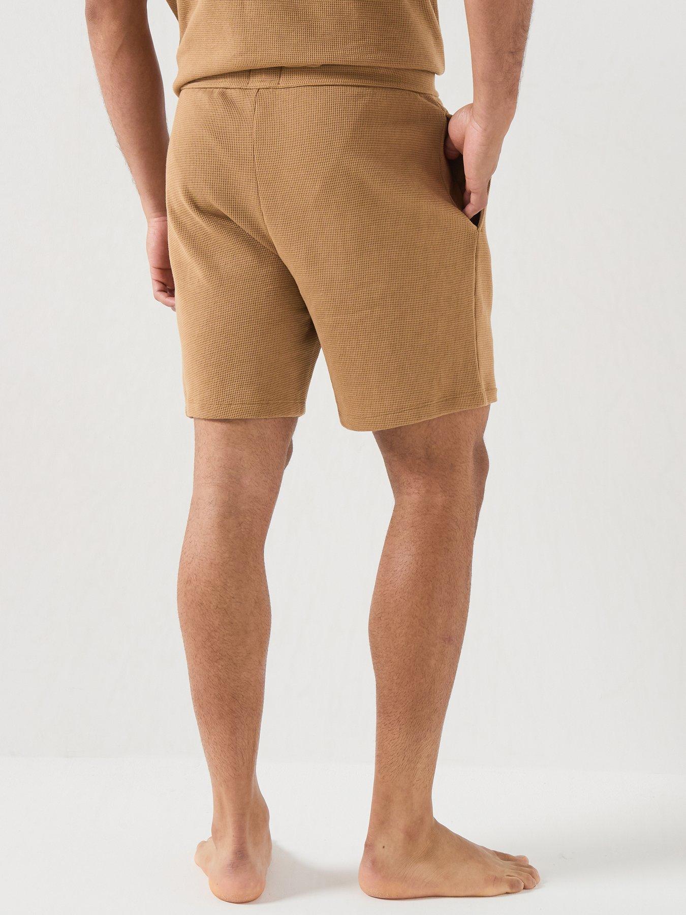 Image 2 of 5 of BOSS Waffle Loungewear Shorts - Light Beige
