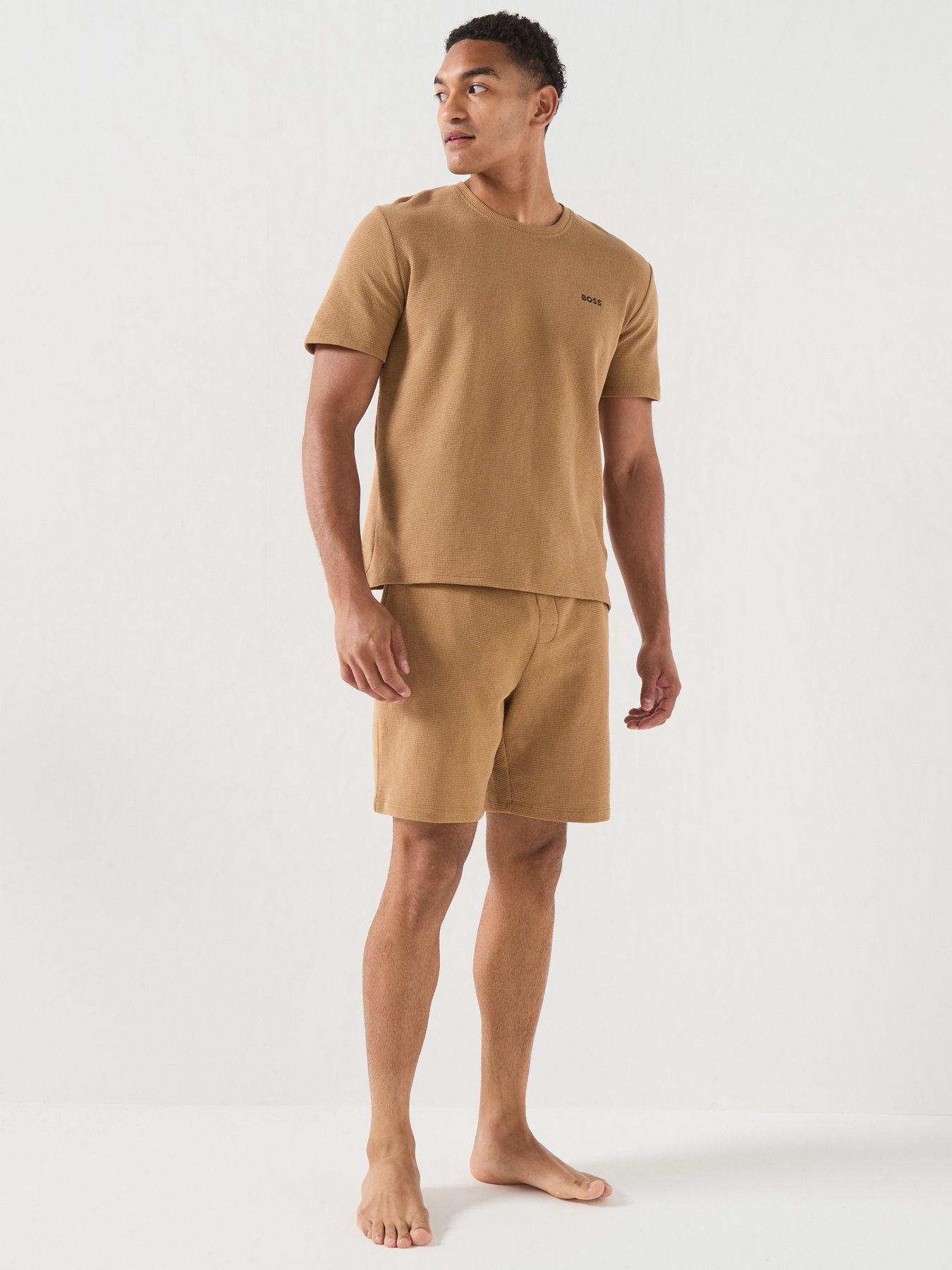 Image 5 of 5 of BOSS Waffle Loungewear Shorts - Light Beige