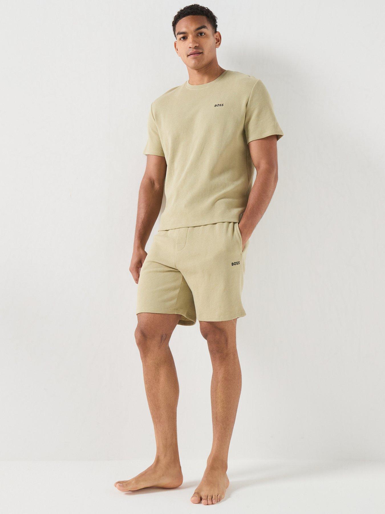 Image 3 of 5 of BOSS Waffle Loungewear Shorts - Light Green