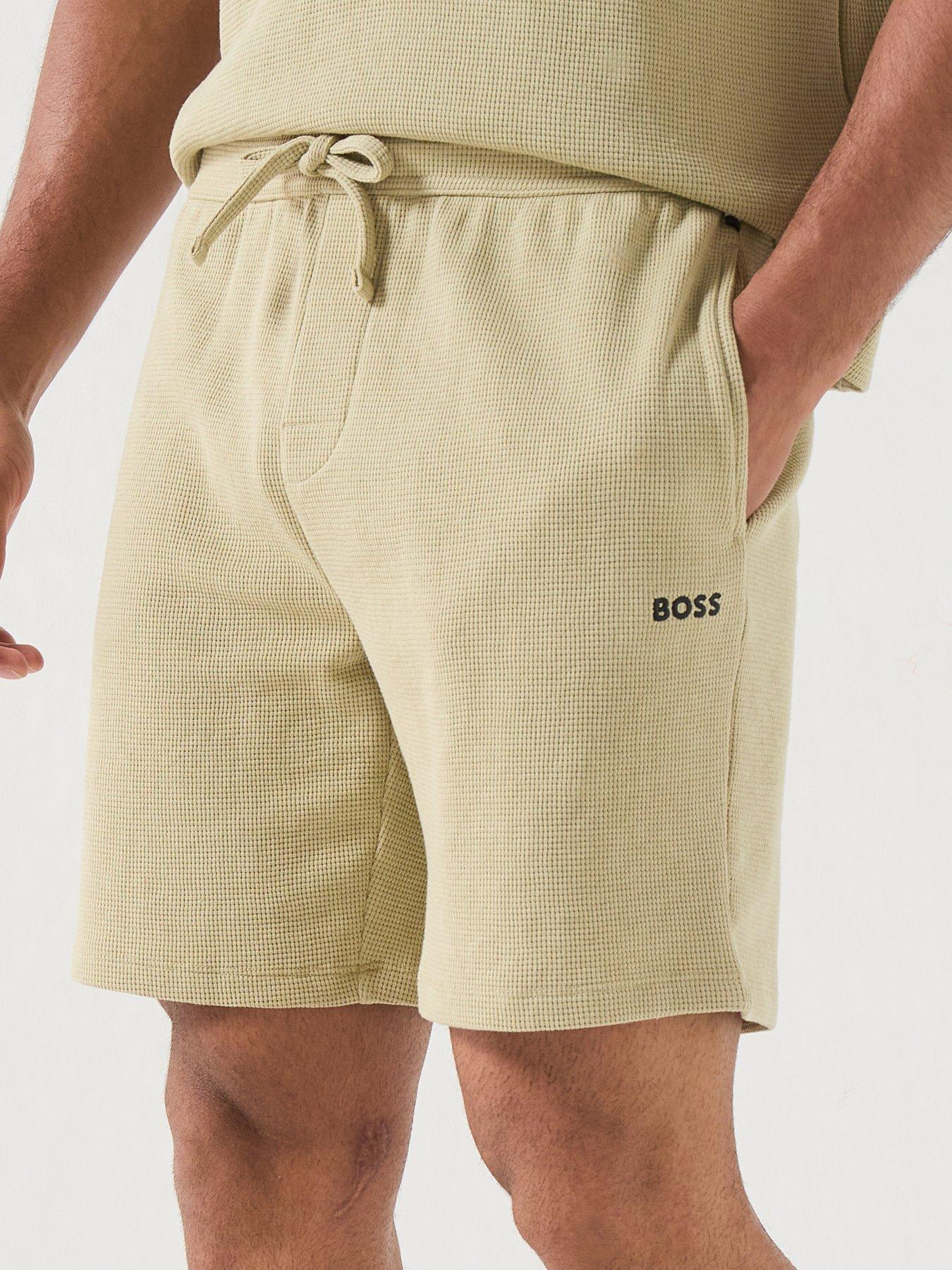Image 4 of 5 of BOSS Waffle Loungewear Shorts - Light Green